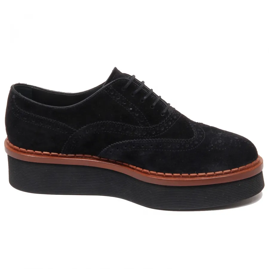 F3888 scarpa inglese donna black TOD’S scarpe suede shoe woman