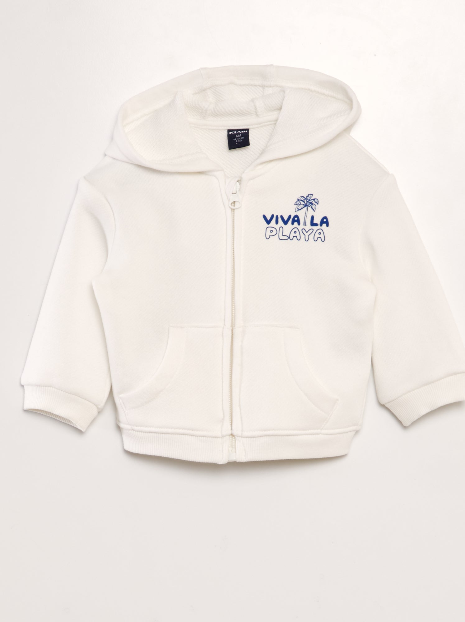 Felpa con zip e cappuccio con stampa - BIANCO