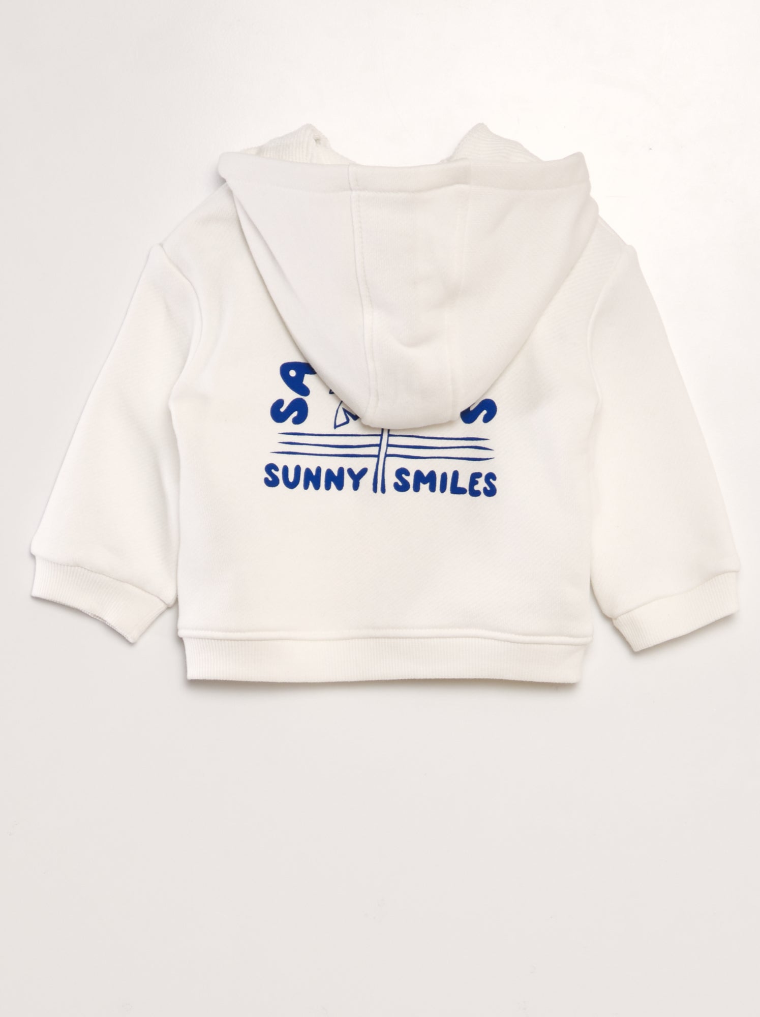 Felpa con zip e cappuccio con stampa - BIANCO