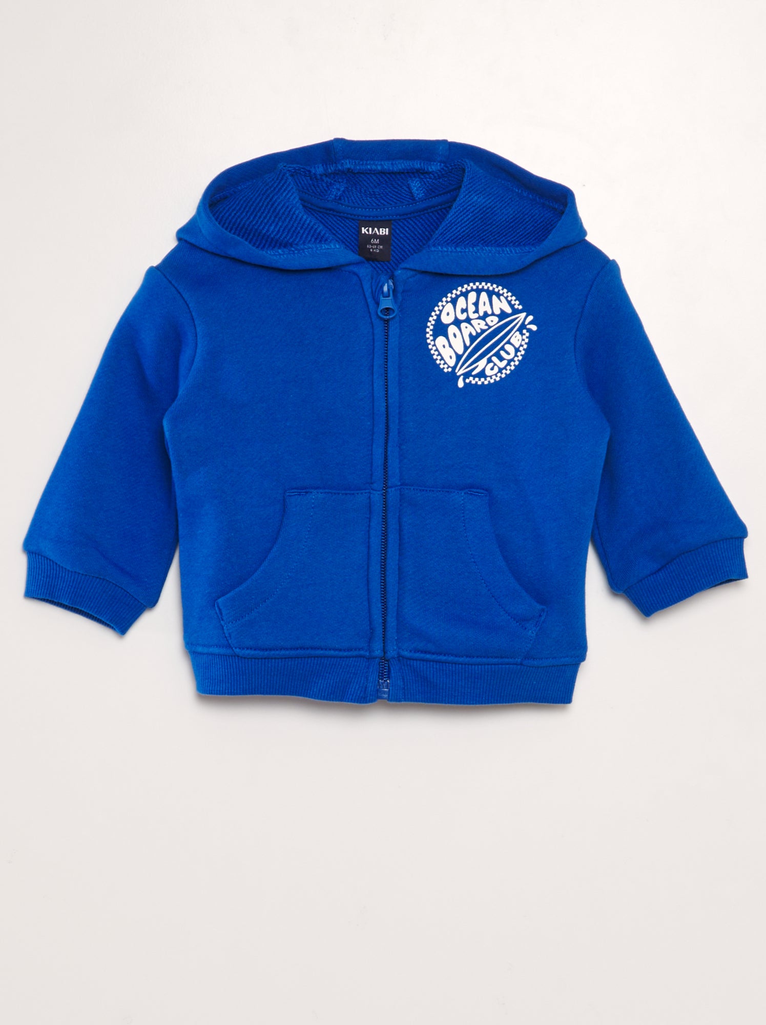 Felpa con zip e cappuccio con stampa - BLU