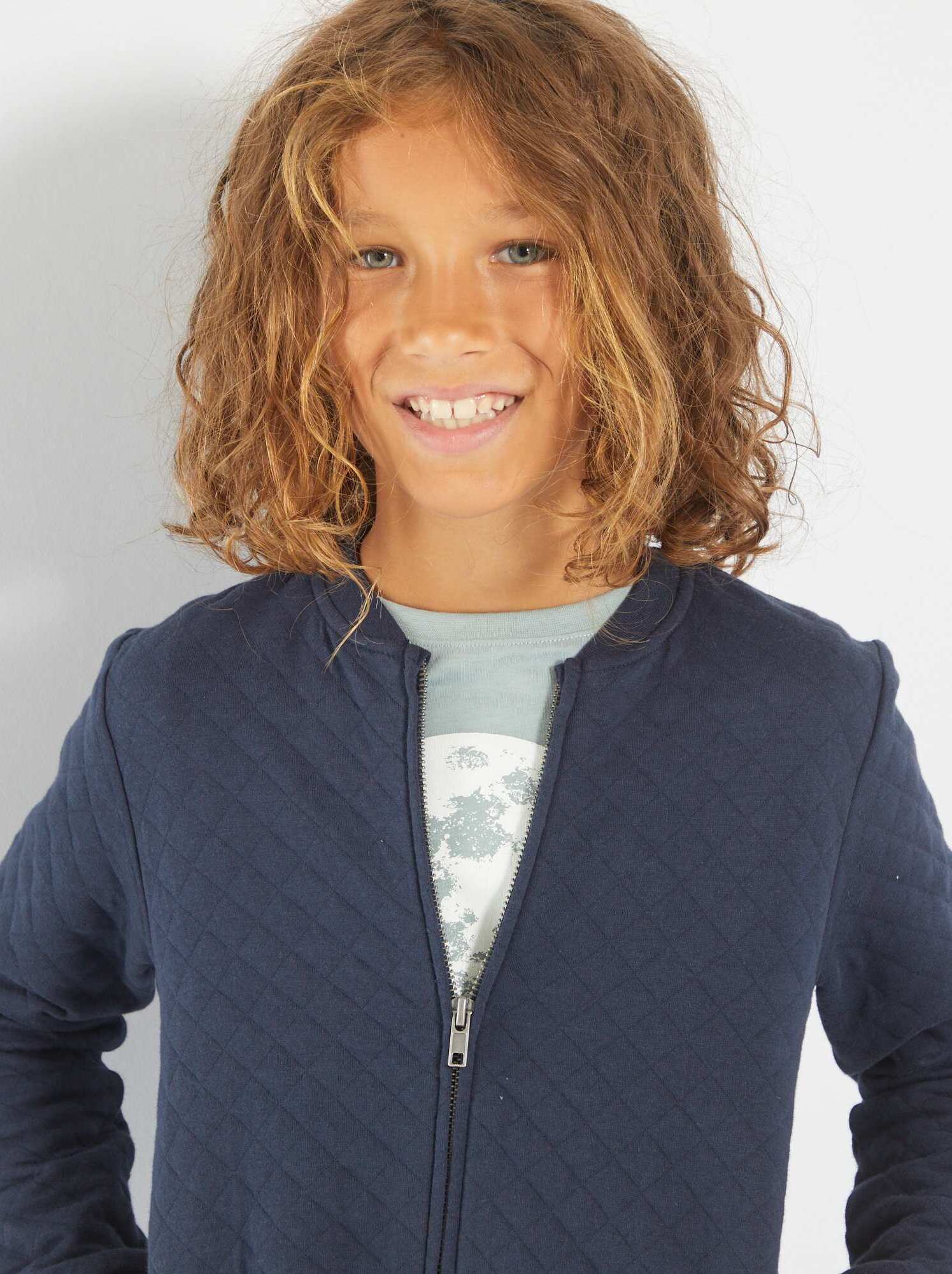 Felpa con zip in jersey - blu