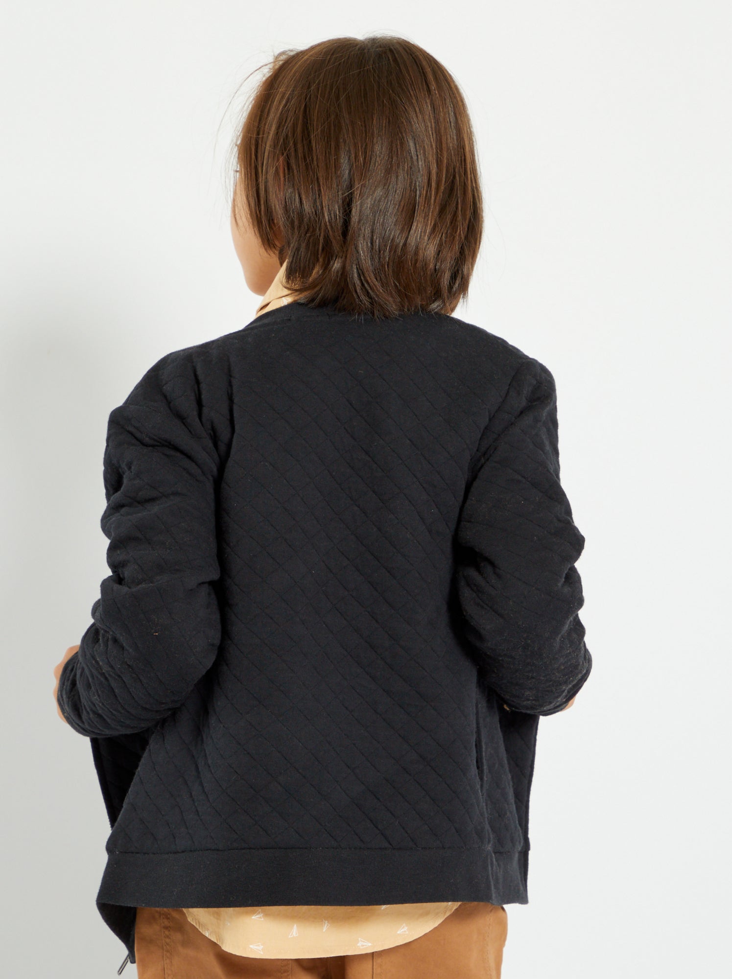 Felpa con zip in jersey - Nero