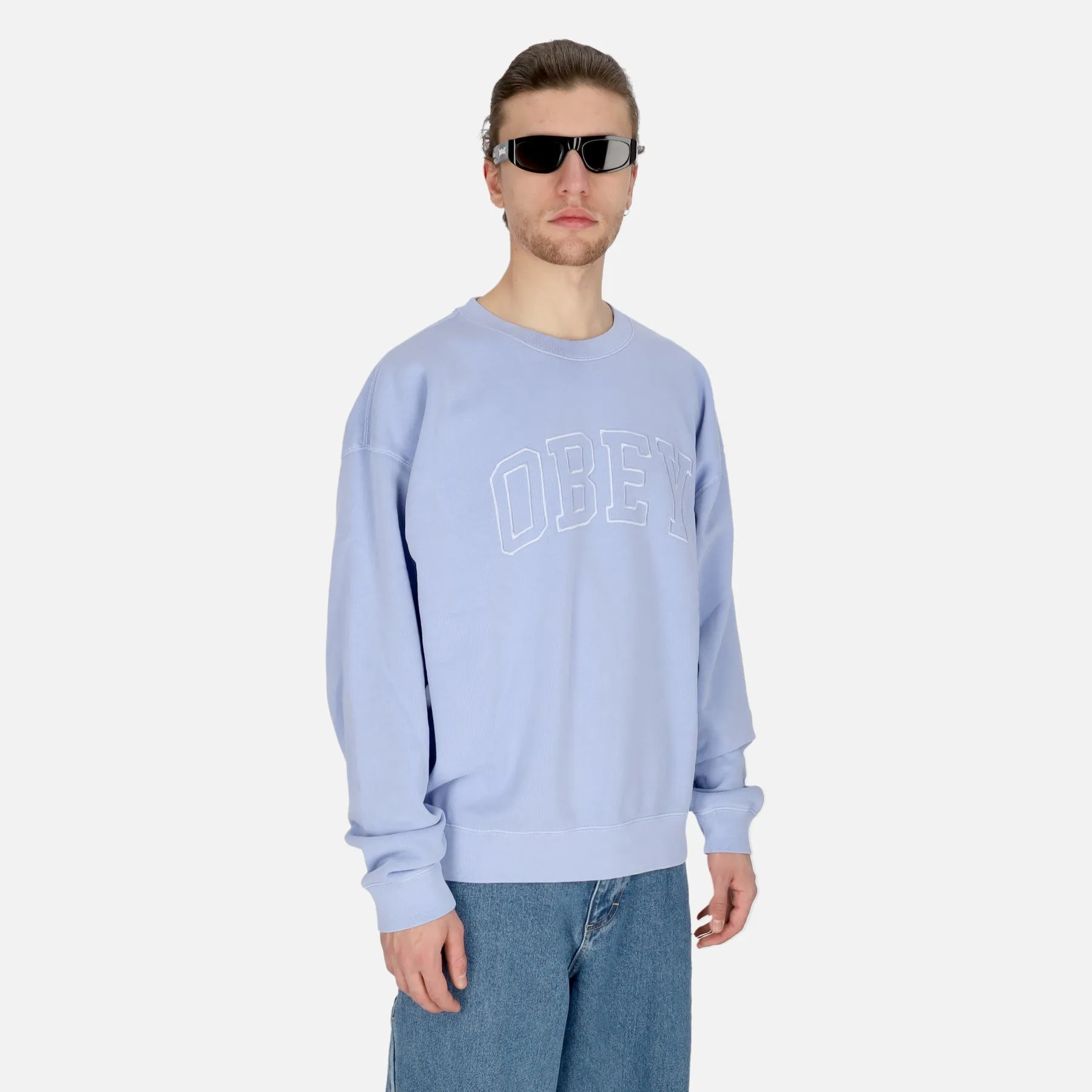 Felpa Leggera Girocollo Uomo Pigment Collegiate Extra Heavy Crew Fleece Pigment Hydrangea