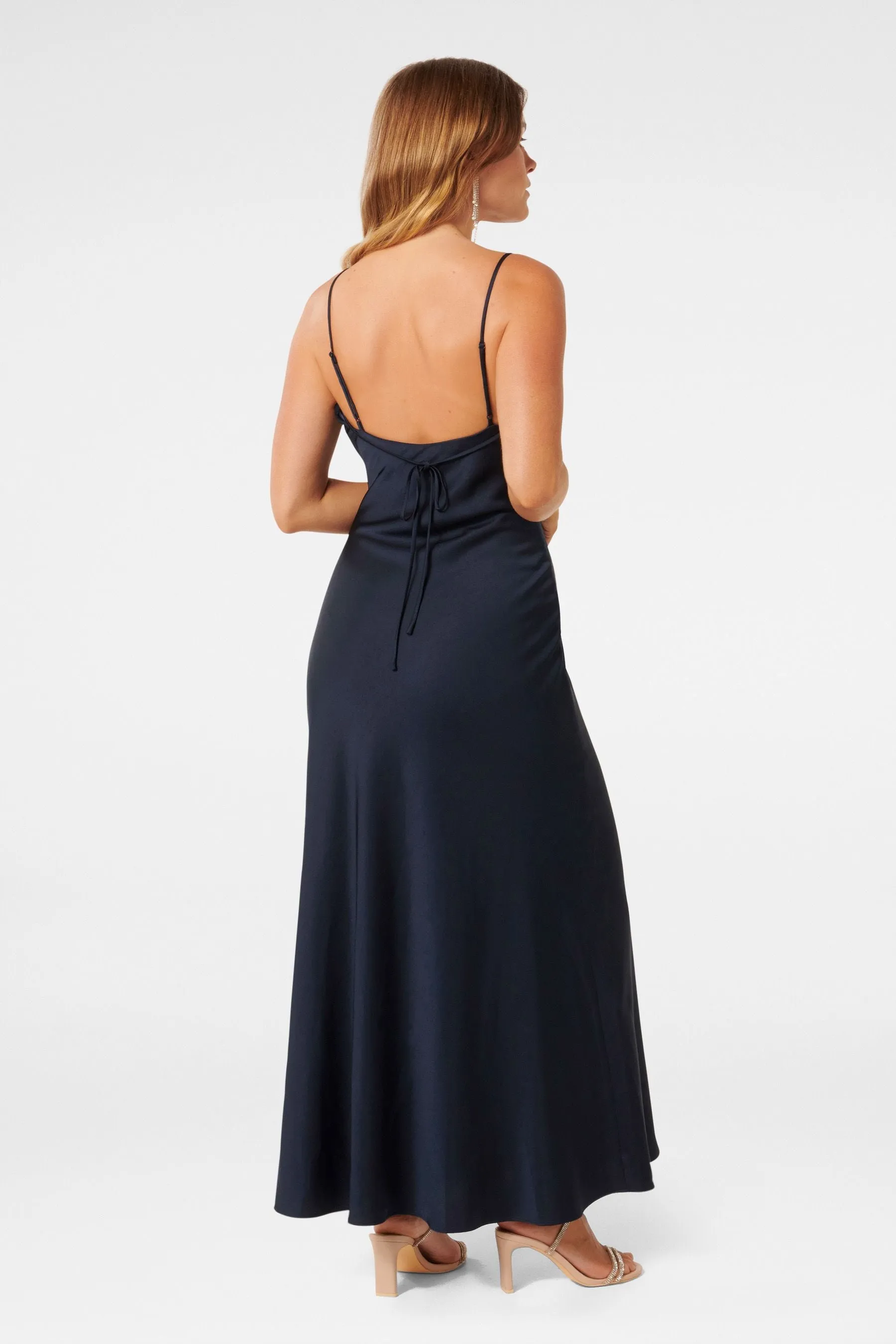 Forever New Mia Petite - Boat Neck Satin Maxi Dress