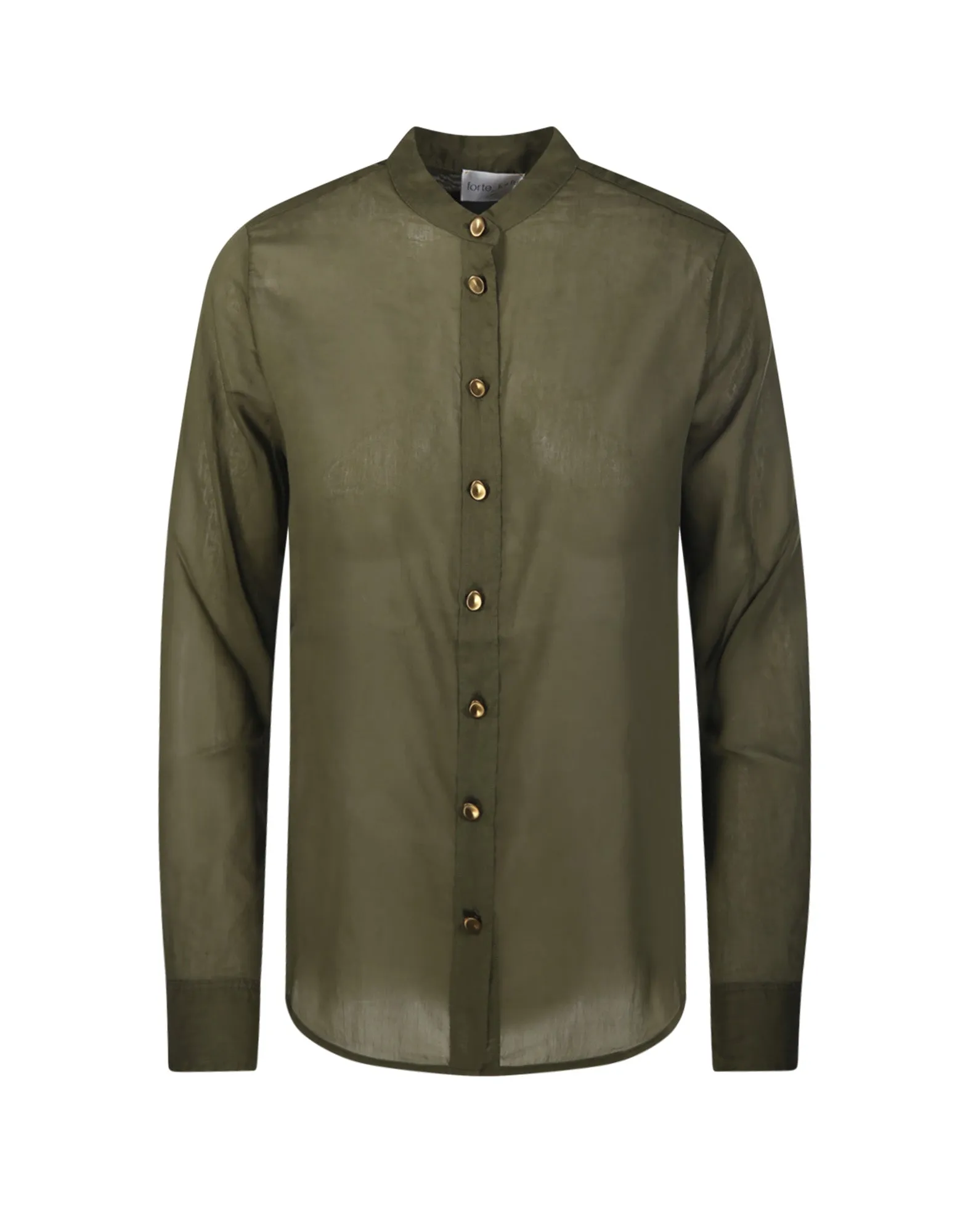 FORTE FORTE Camicia con Collo alla Coreana in Voile Cotone/Seta