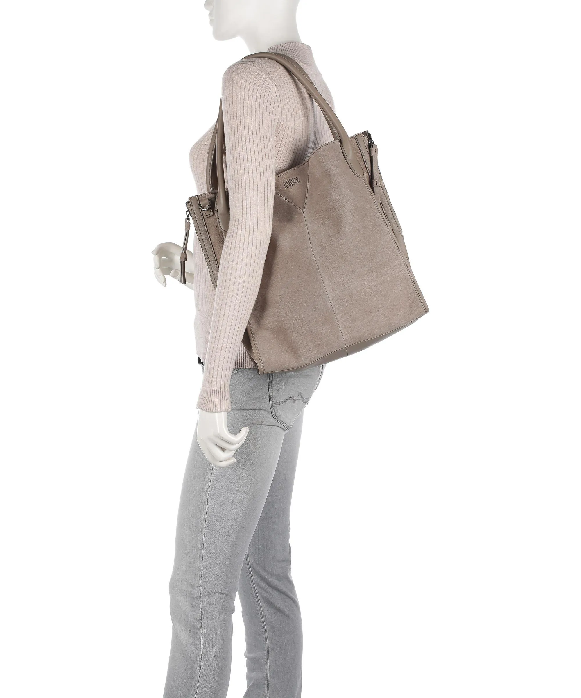  FredsBruder Grynn Borsa shopper pelle ruvida taupe  