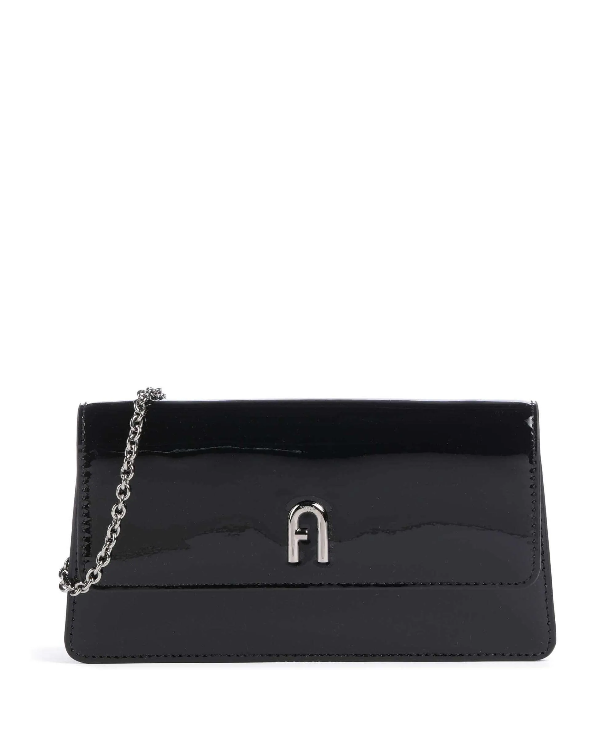  Furla Diamante Mini Borsa a tracolla pelle verniciata nero  