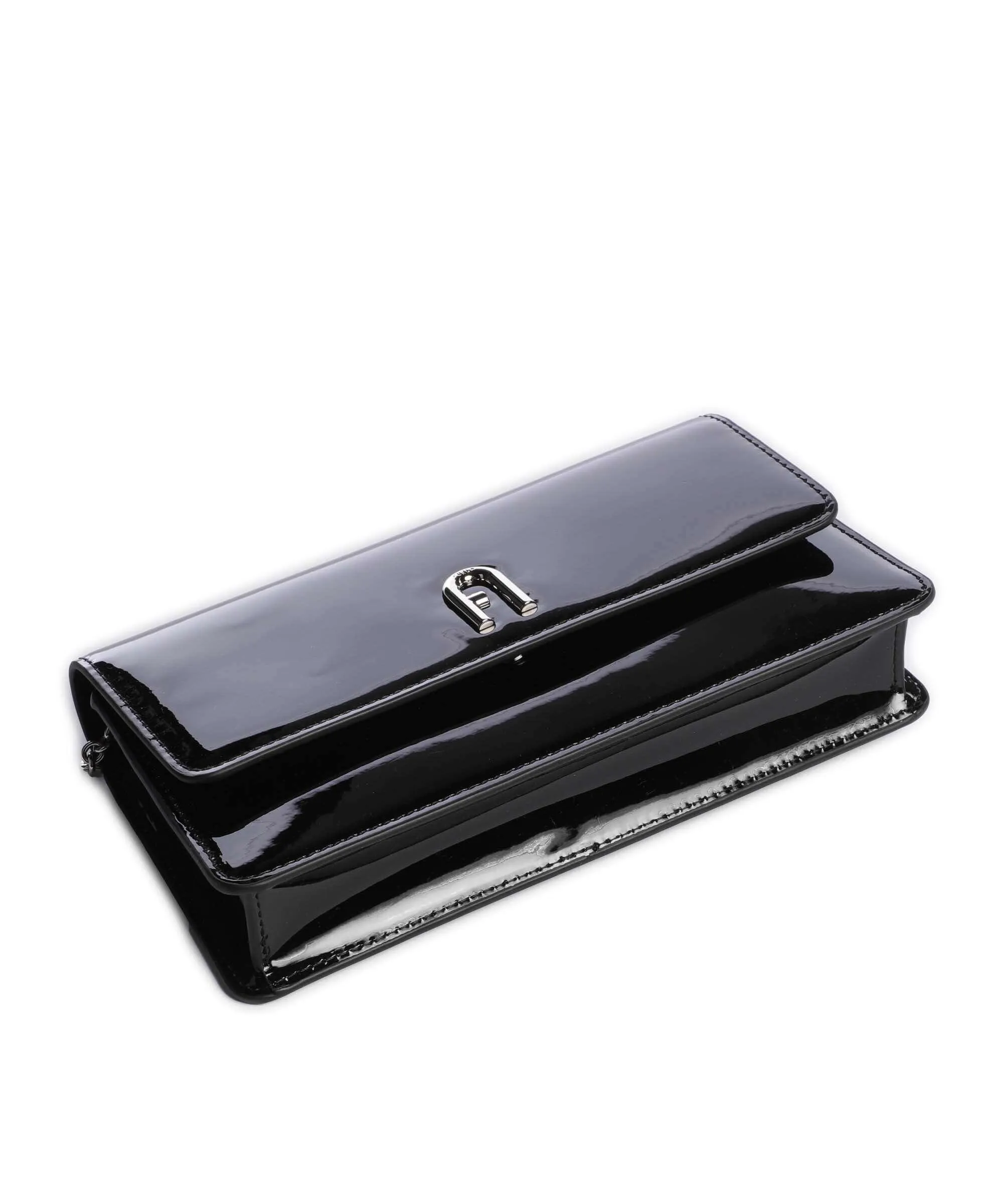  Furla Diamante Mini Borsa a tracolla pelle verniciata nero  