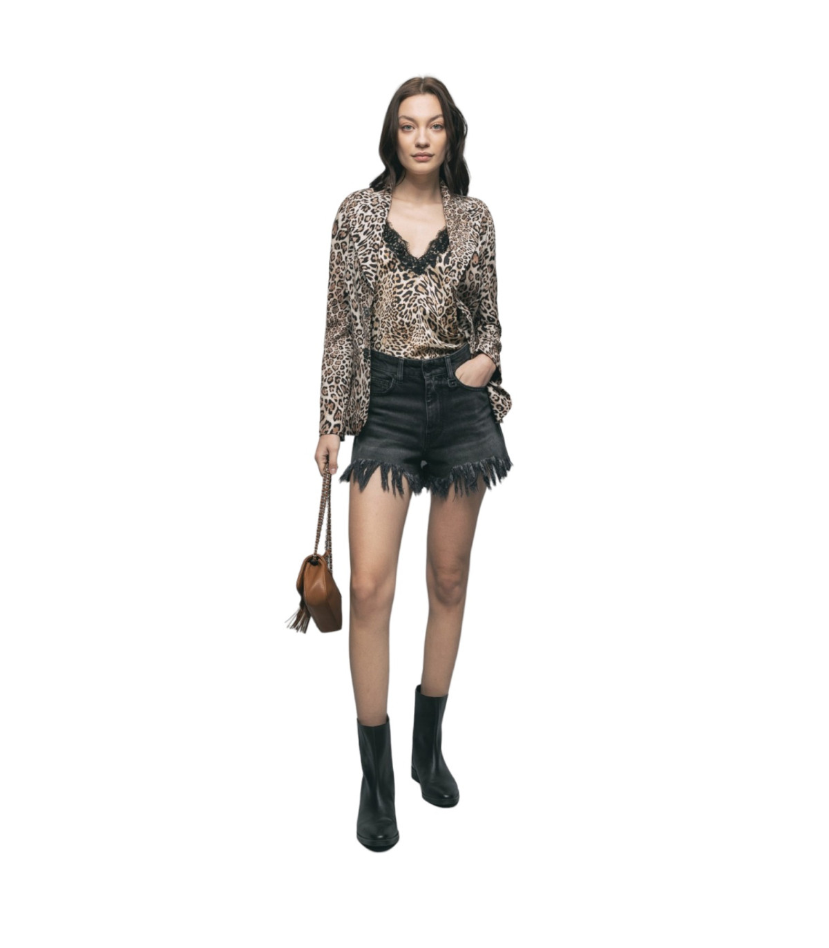 Gaelle Donna Giacca Leggera Maculato Monopetto In Cady Con Bottone Logato