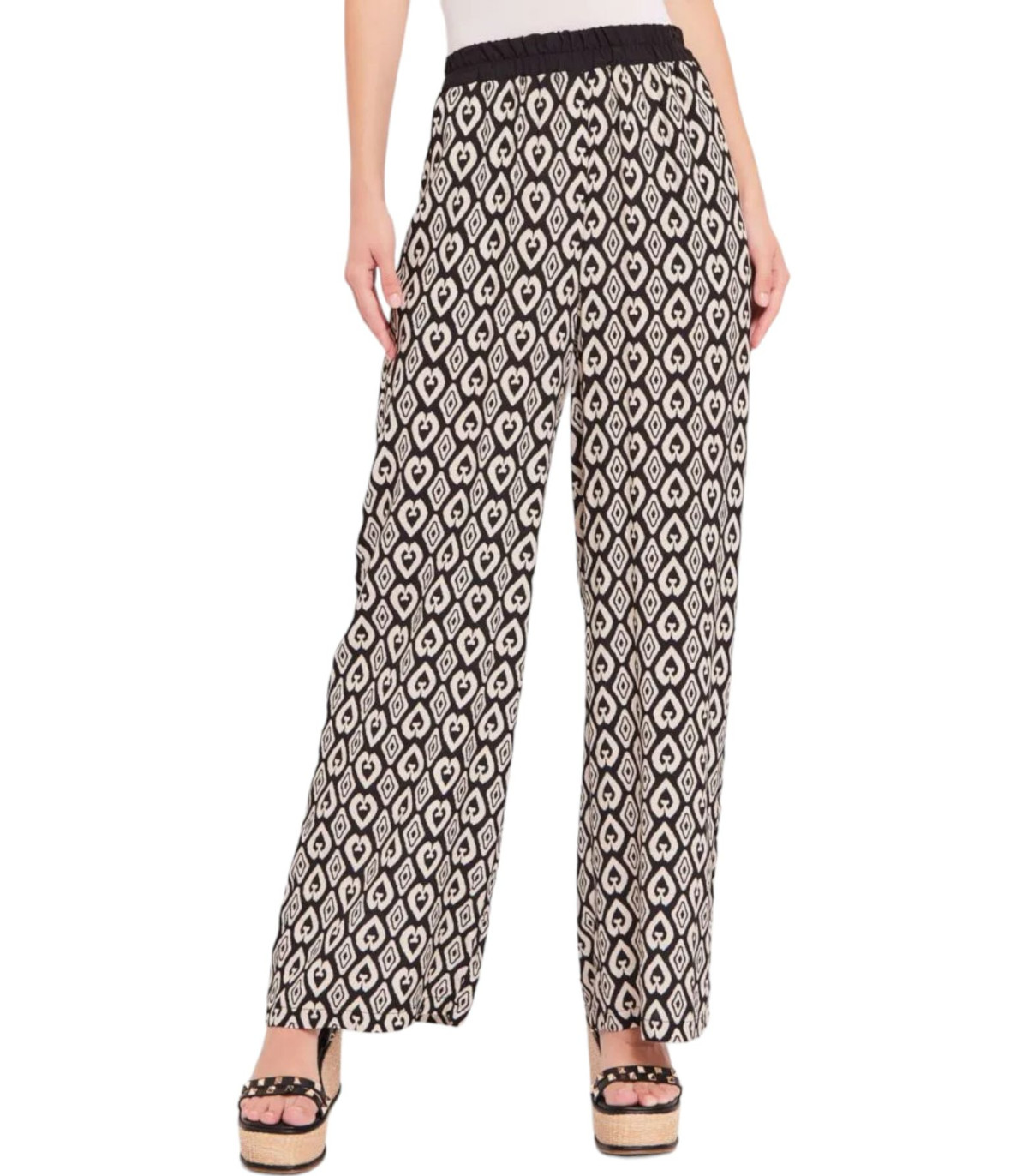 Gaudi Donna Pantaloni  Con Fantasia Bianco Nero