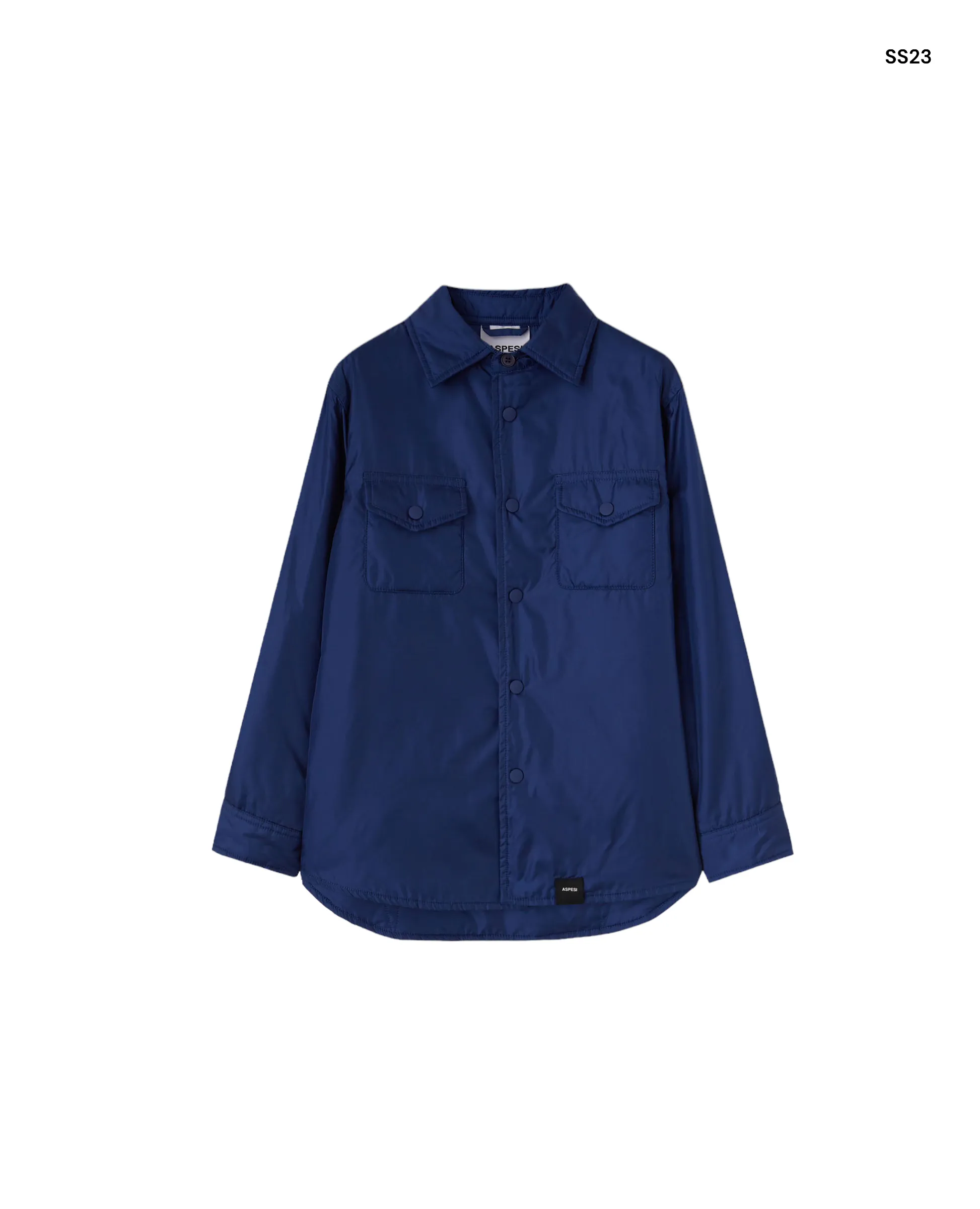 Giacca camicia in nylon leggero blu royal per bambini