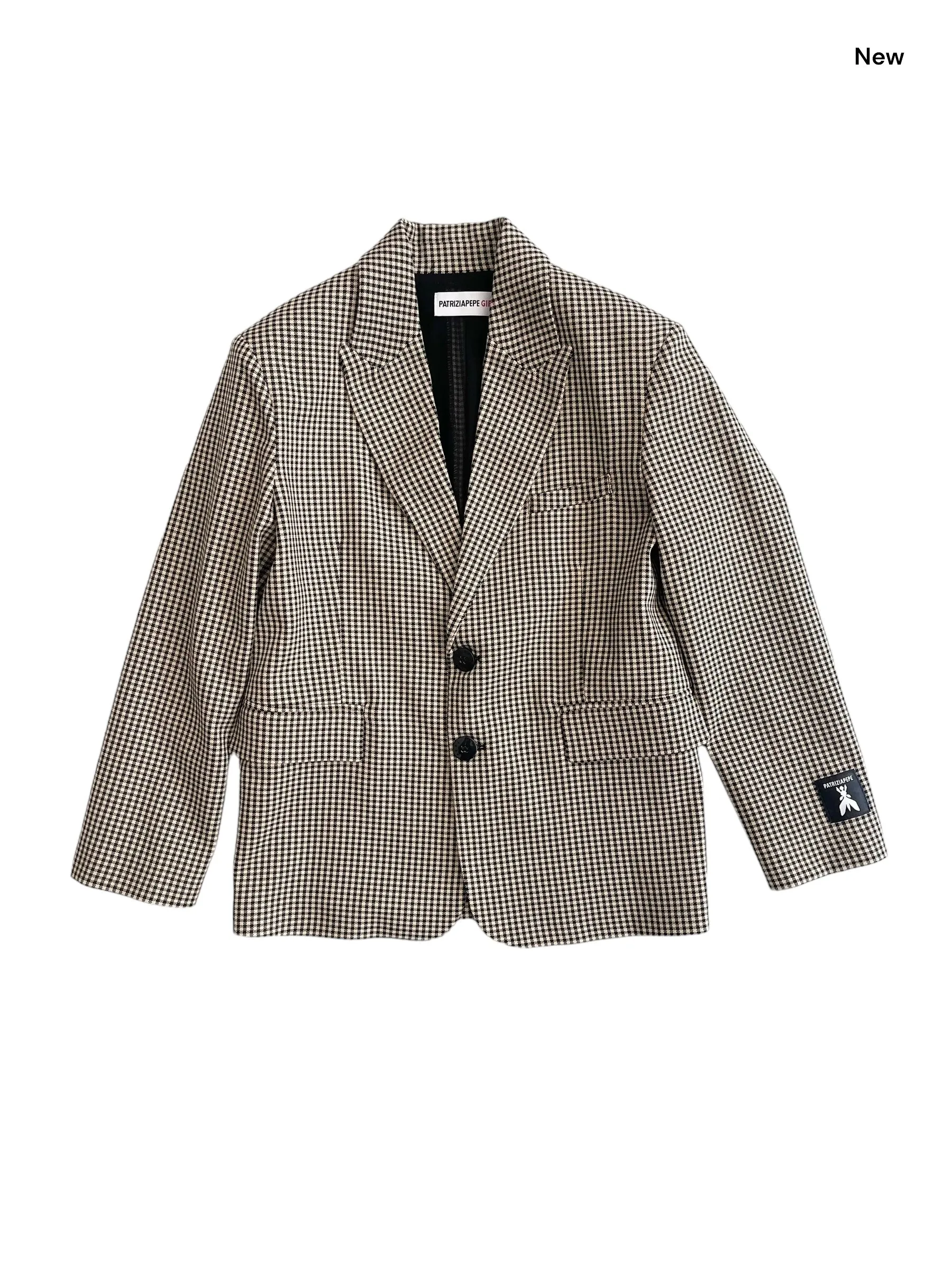 Giacca check nero e beige per bambina