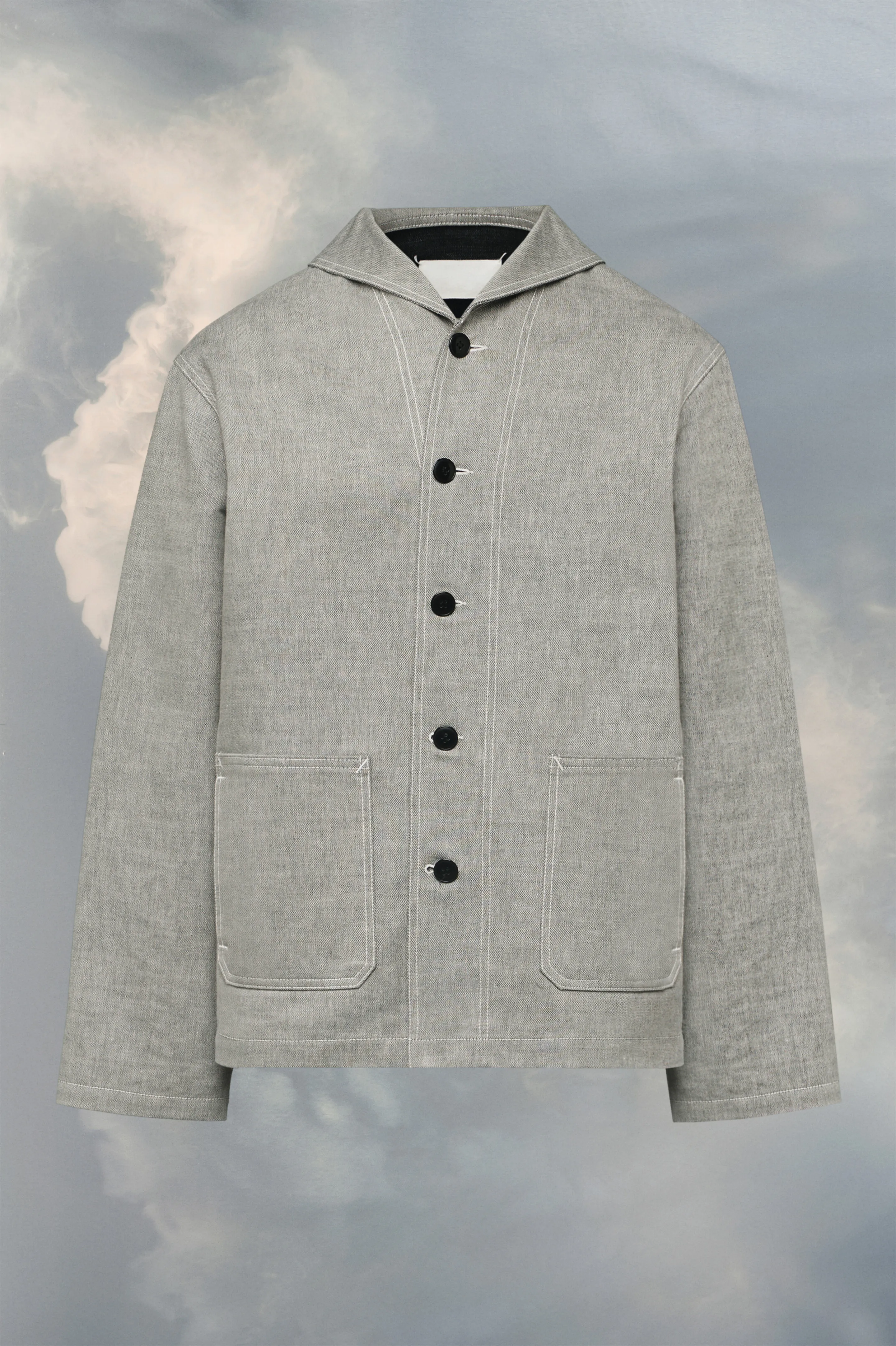 Giacca con bottoni in twill spezzato