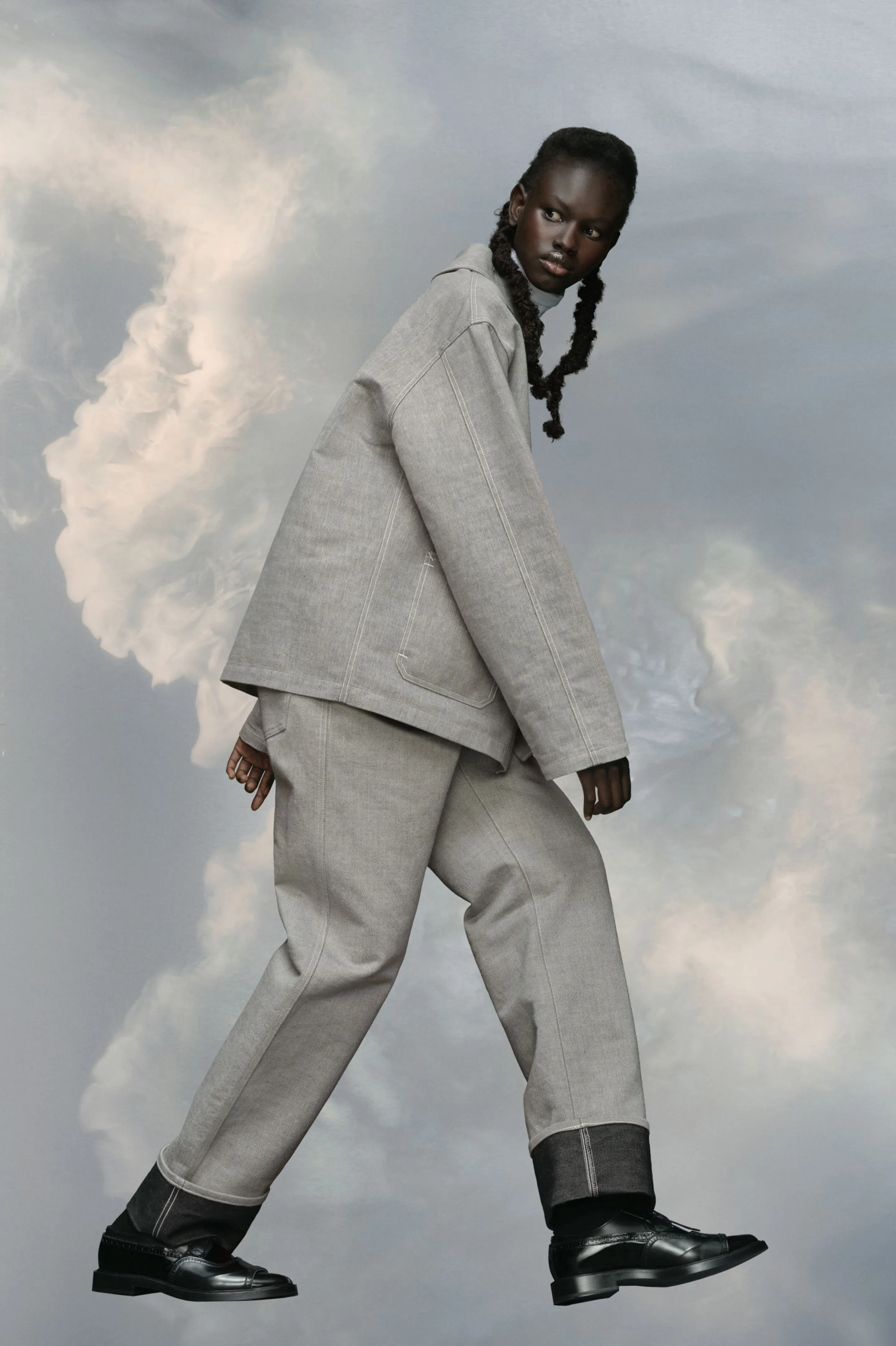 Giacca con bottoni in twill spezzato