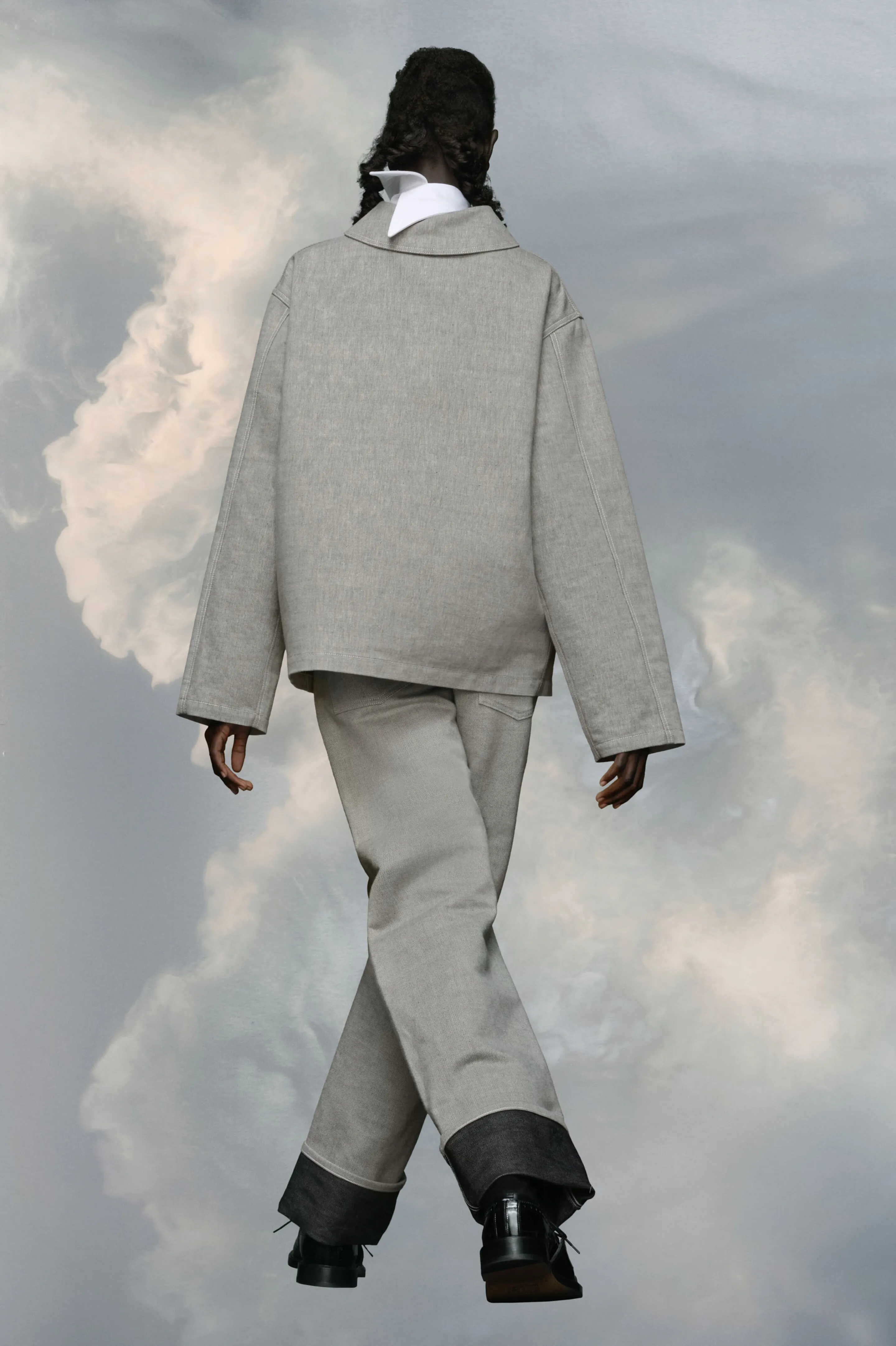 Giacca con bottoni in twill spezzato