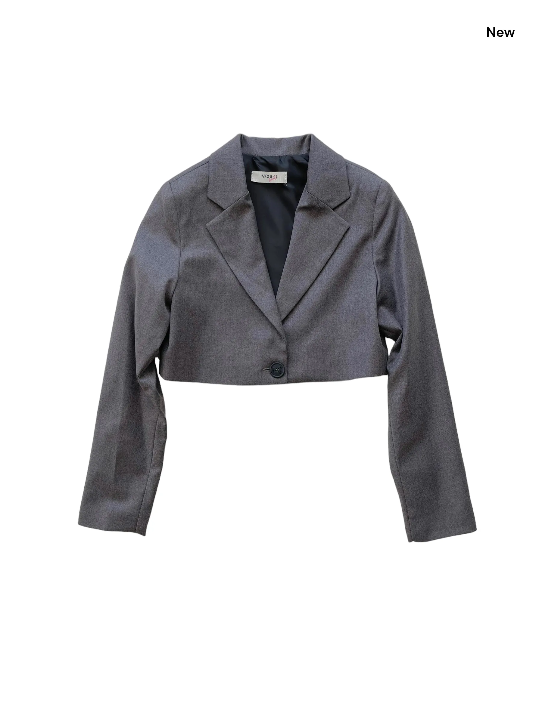 Giacca cropped grigia per bambina