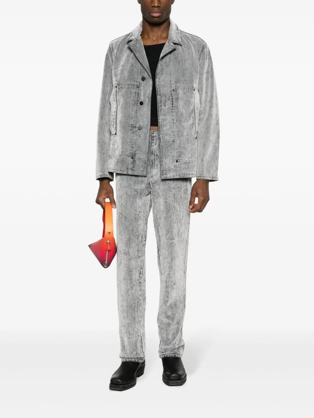 giacca denim grigia