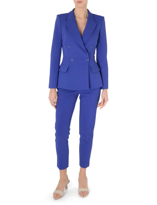 Giacca doppiopetto Elisabetta Franchi in crêpe blu indaco