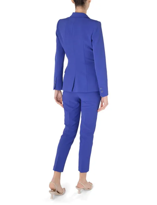 Giacca doppiopetto Elisabetta Franchi in crêpe blu indaco