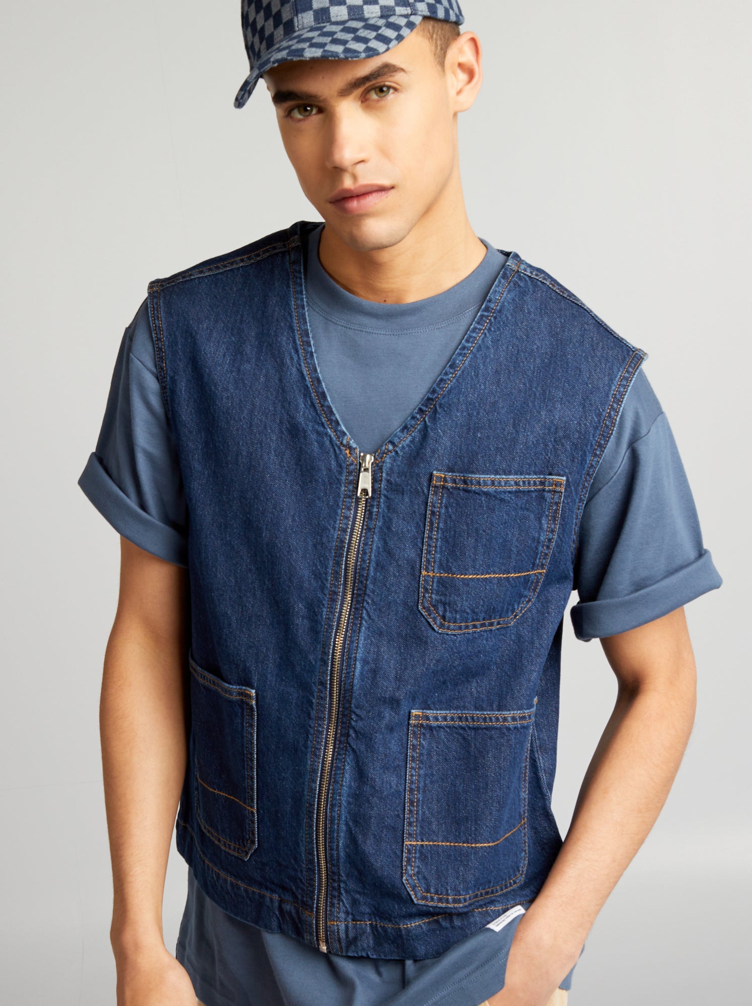 Giacca in jeans senza maniche - BLU