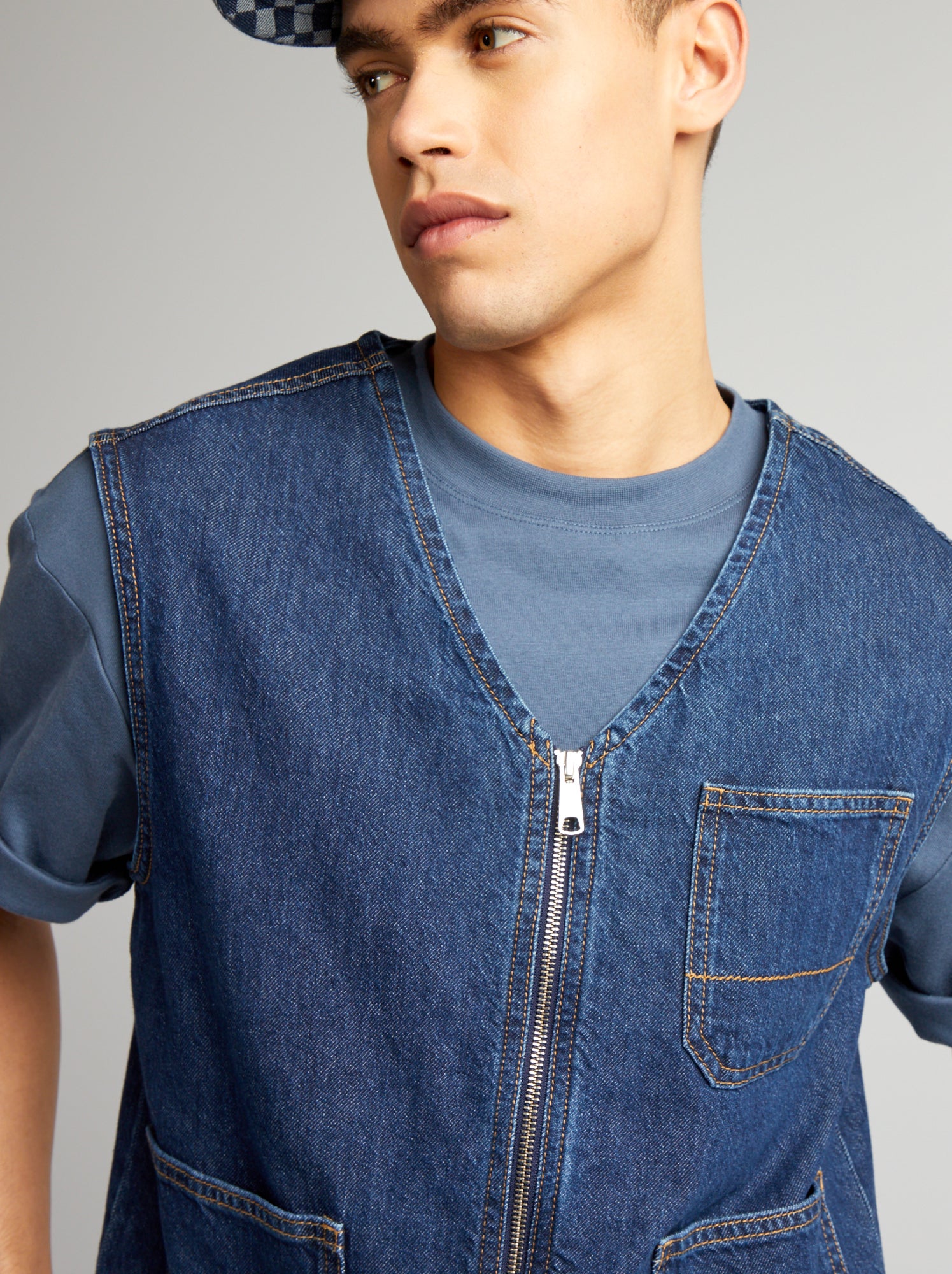 Giacca in jeans senza maniche - BLU
