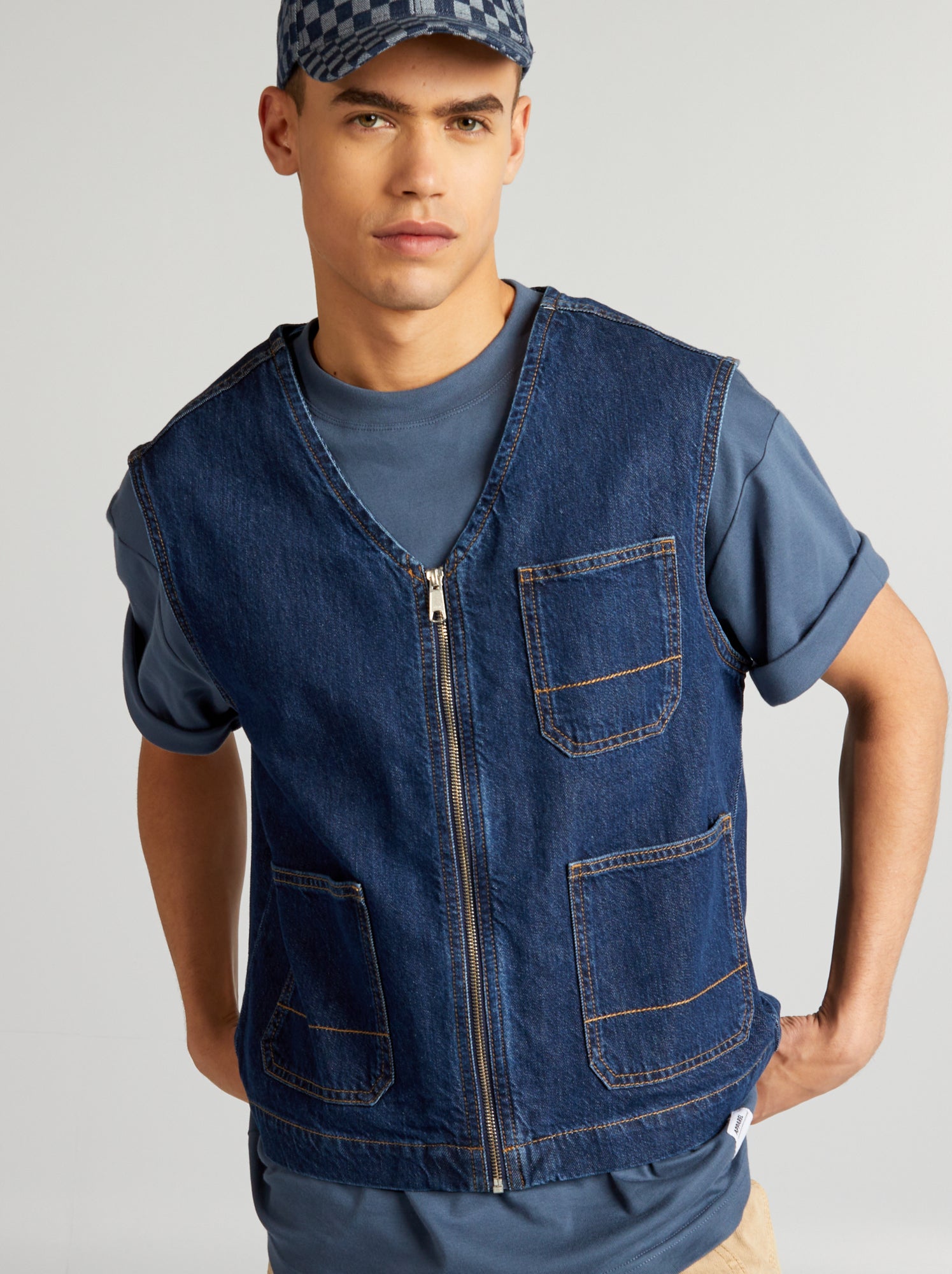 Giacca in jeans senza maniche - BLU