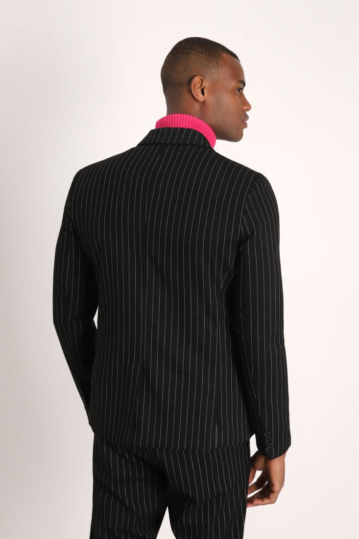 Giacca monopetto a righe con rever classici