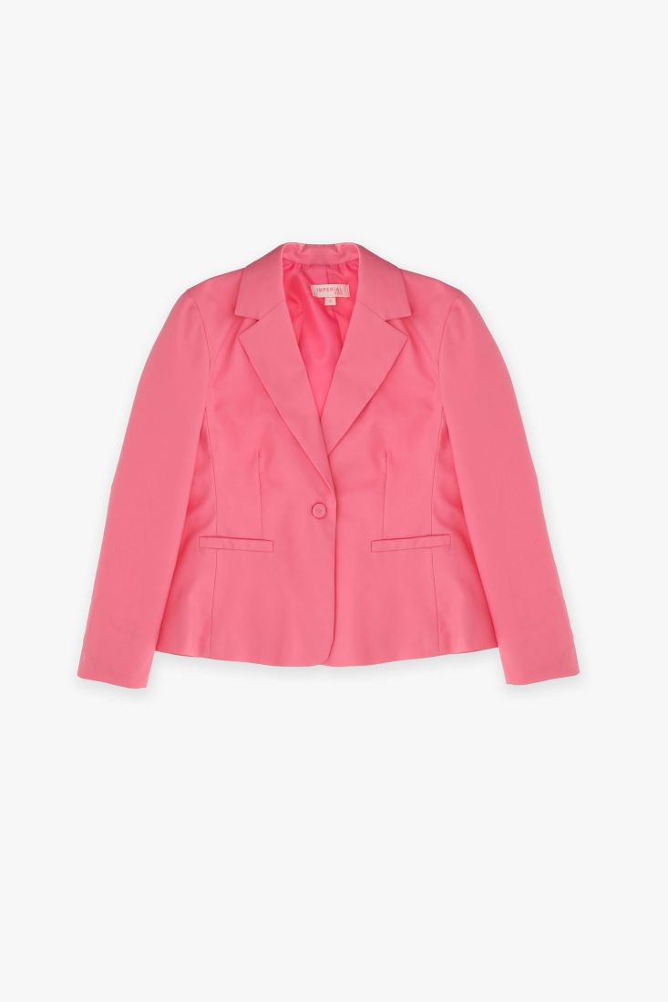 Giacca monopetto bambina monocolour con taschini a filetto