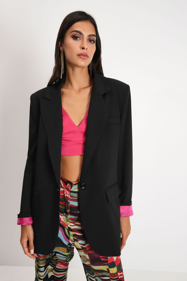 Giacca monopetto oversize monocolour con rever classici