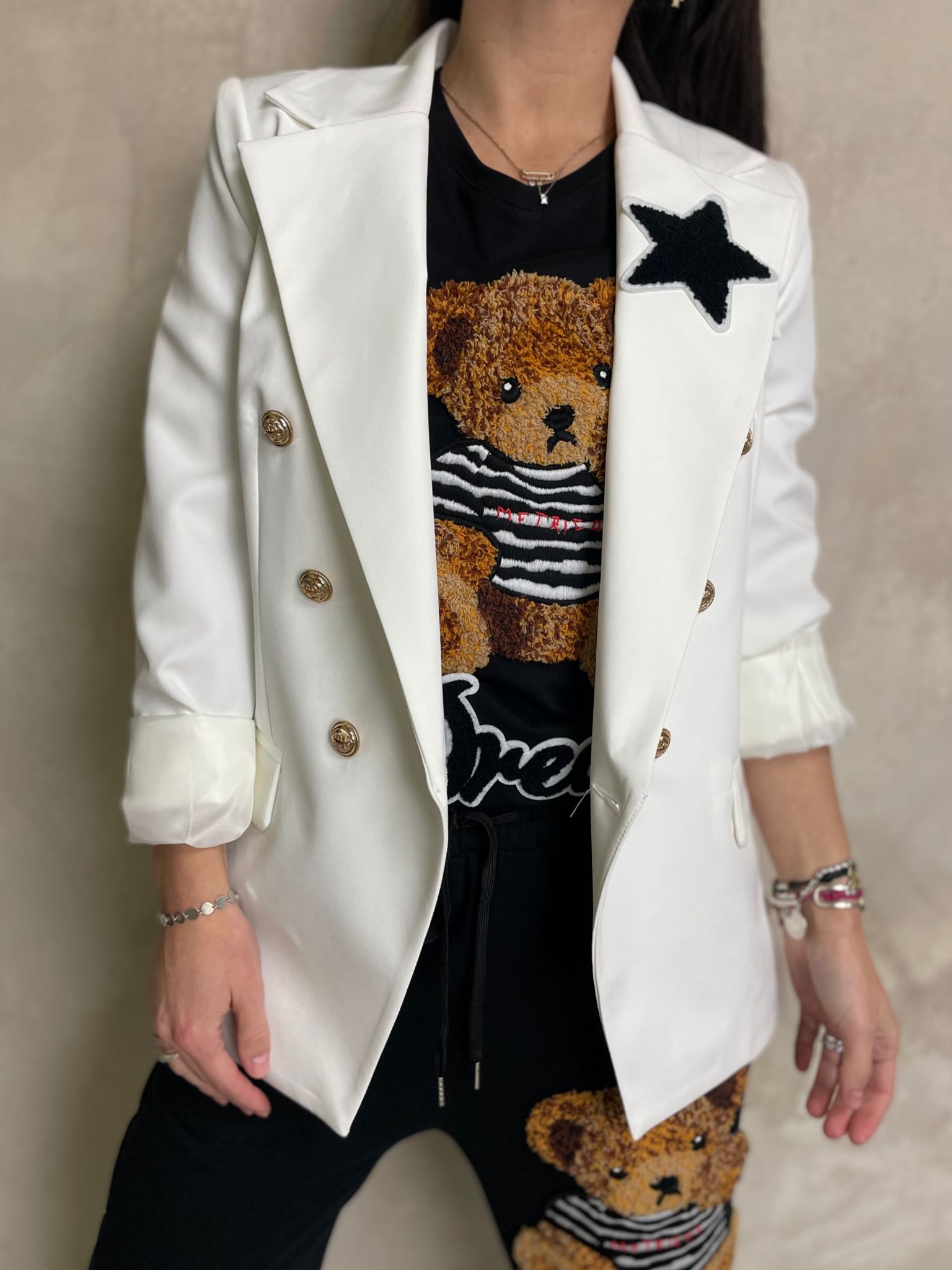 Giacca Striped Bear Bianco