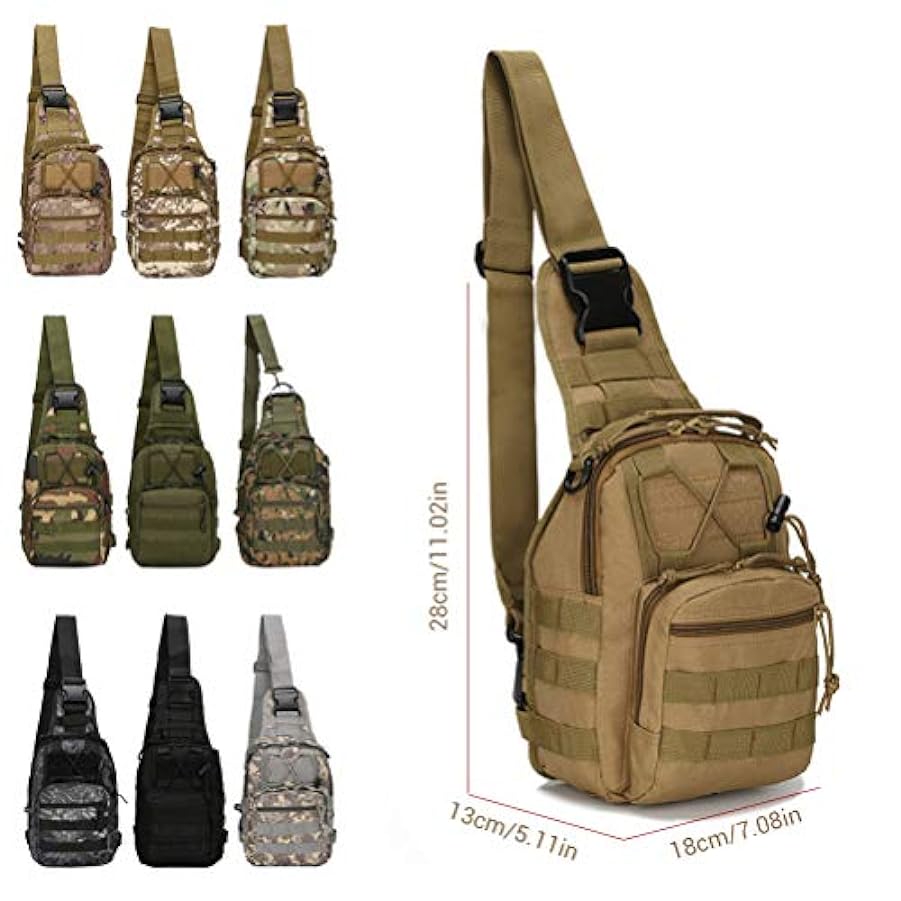 Gohhey Zaino Sling Assault Pack tattico borsa a tracolla borsa a tracolla borsa borsa a tracolla borsa militare (G) 235852064