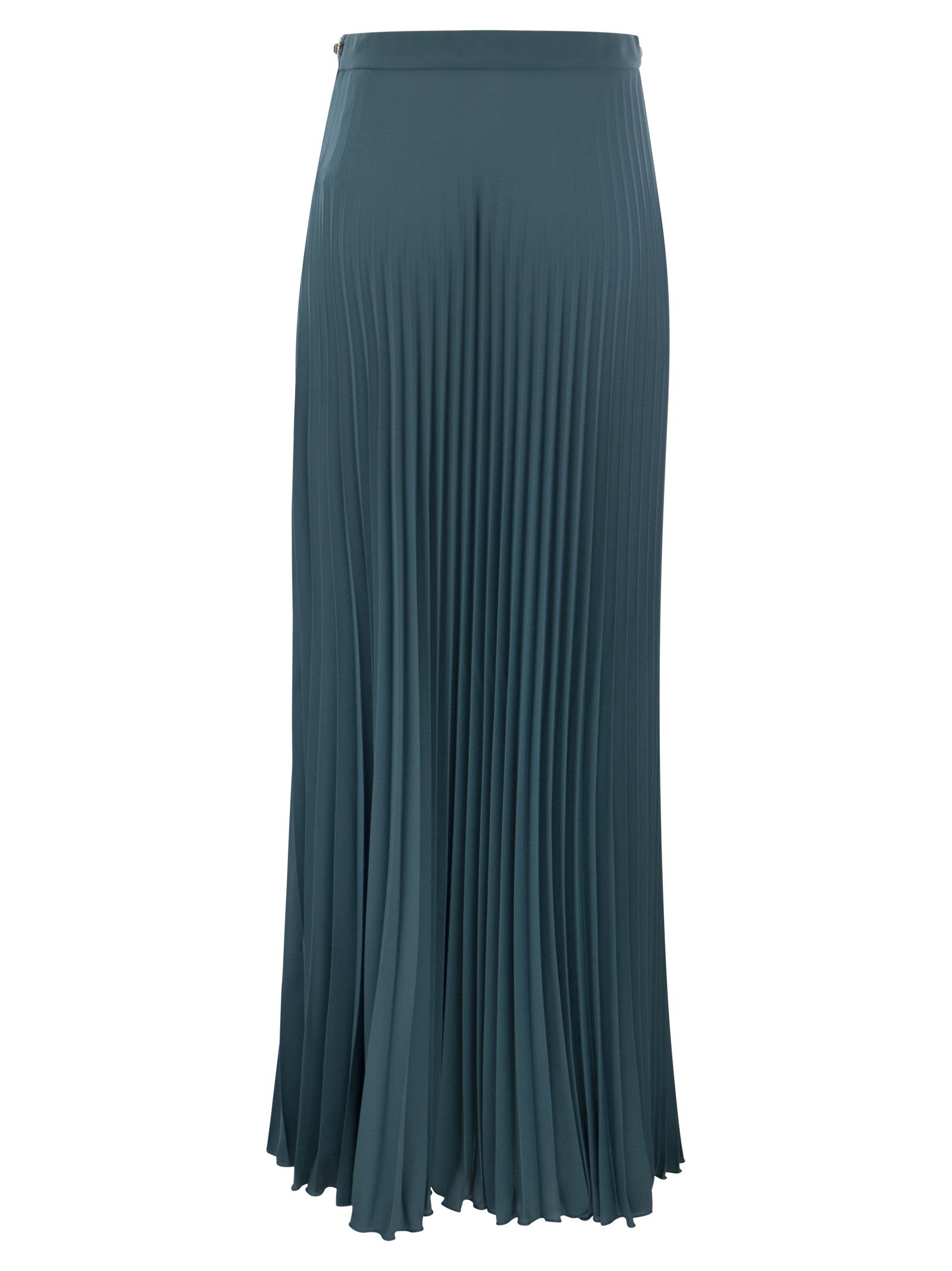 Gonna lunga plissettata in georgette con ricamo