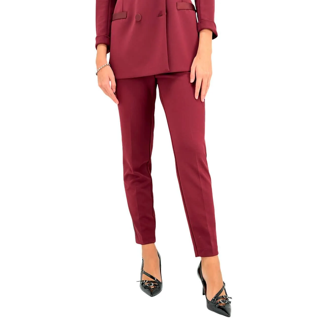 Imperial Pantaloni Donna, Modello alla Caviglia, Fascia Raso, Rosso