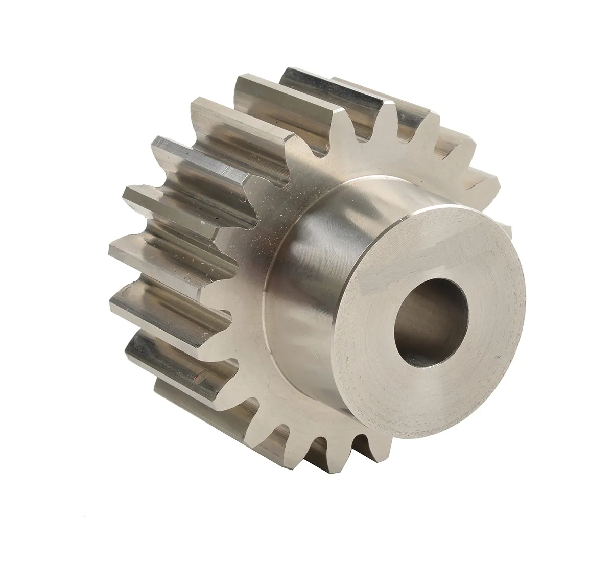 Ingranaggio cilindrico RS PRO, modulo 0.7, 45 denti, passo Ø 31.5mm, semigiunto Ø 18mm, foro Ø 6mm, in Acciaio