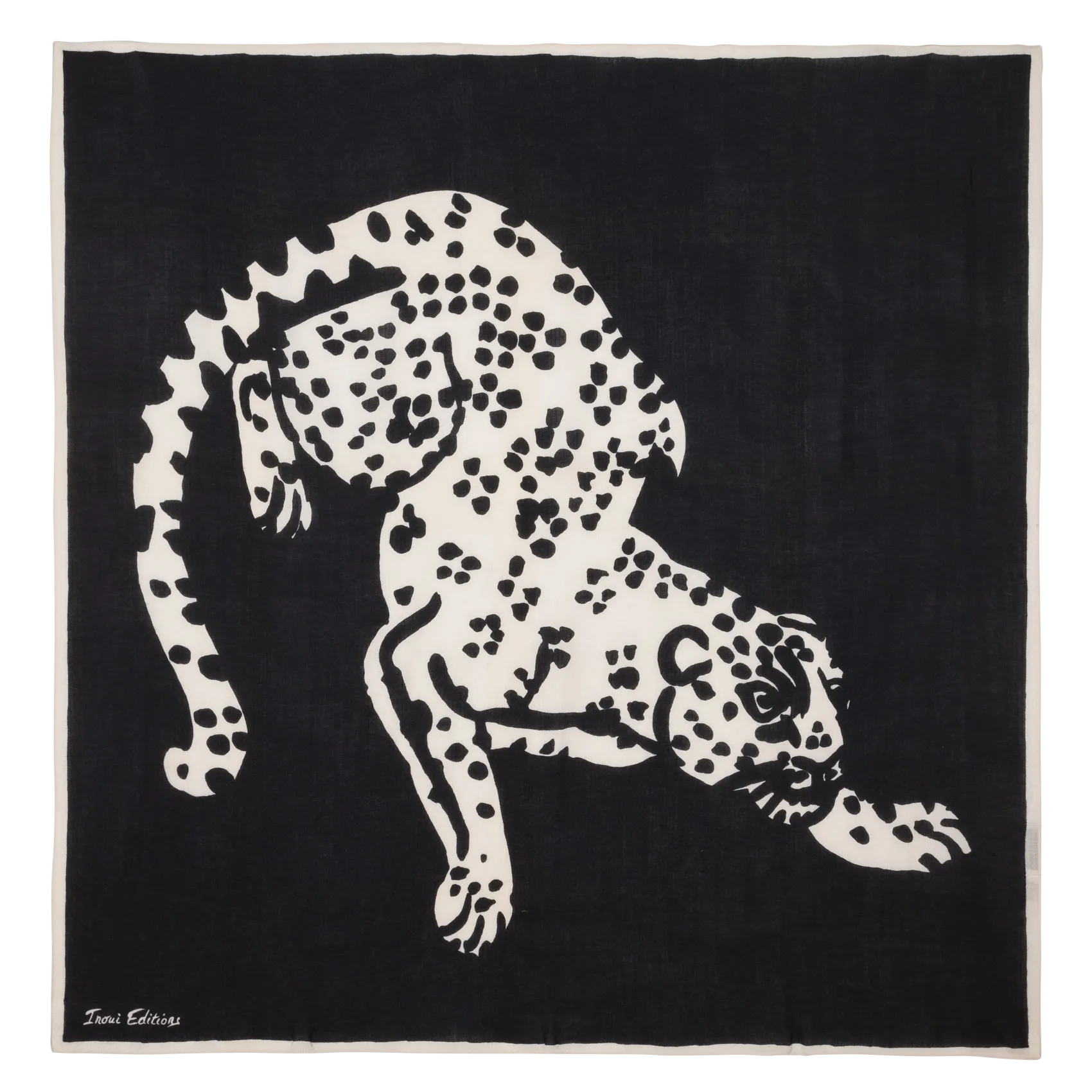  INOUI EDITIONS   FELINE - Sciarpa in misto lana e cashmere stampata | Nero