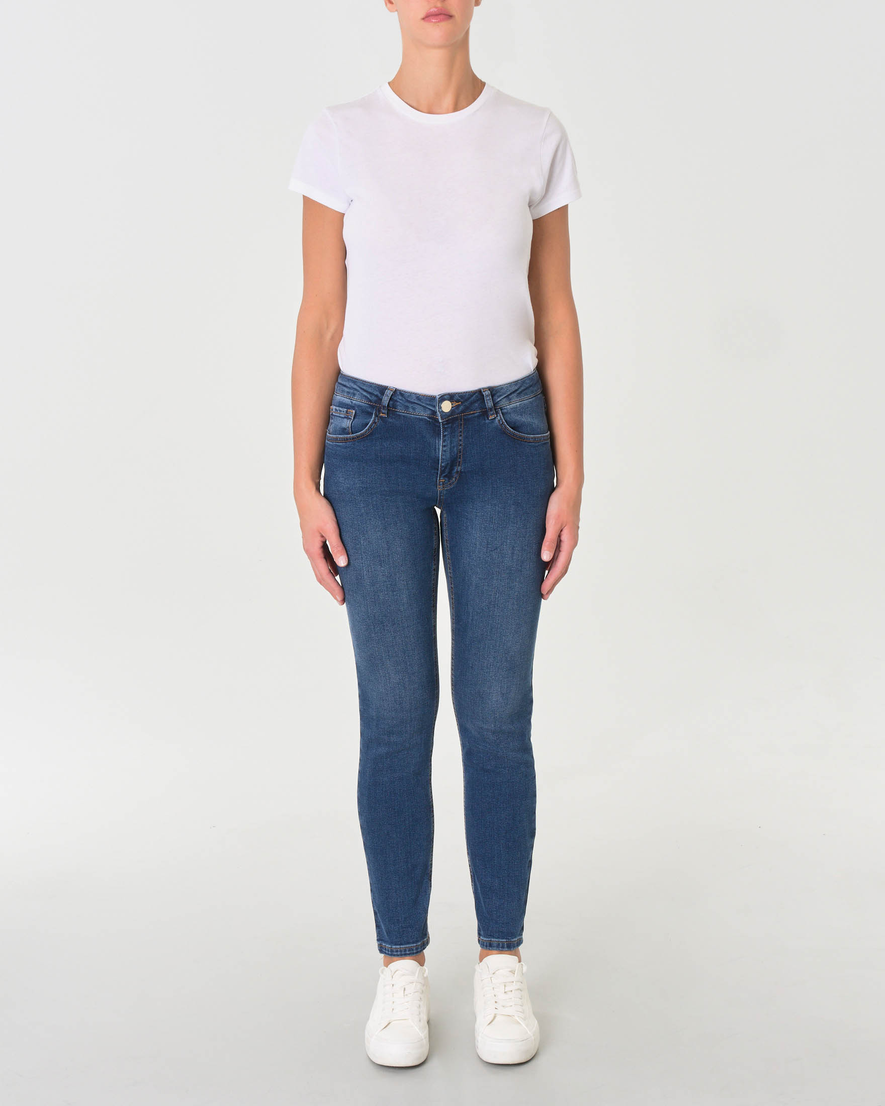Jeans slim in cotone stretch blu stone washed