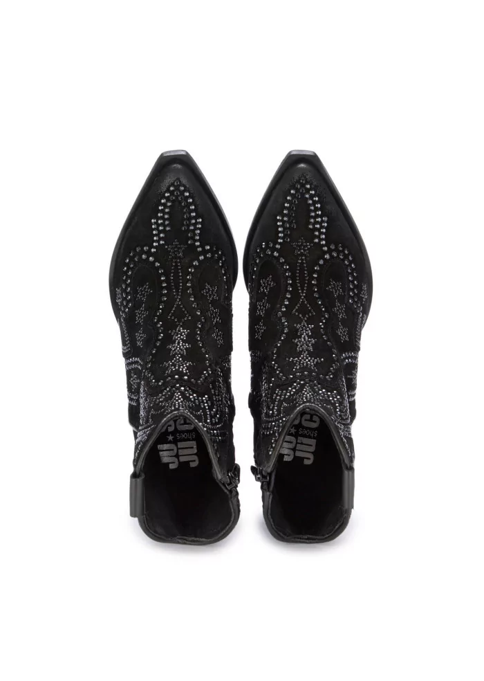 JUICE | STIVALETTI TEXANI CAMOSCIO STRASS NERO