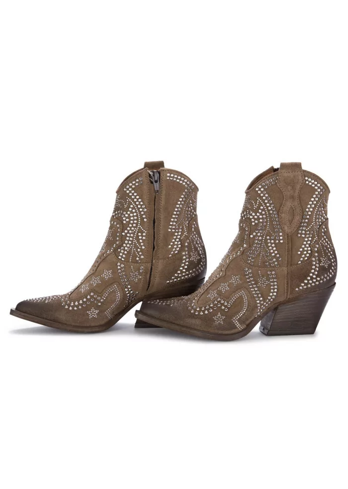 JUICE | STIVALETTI WESTERN CAMOSCIO STRASS MARRONE
