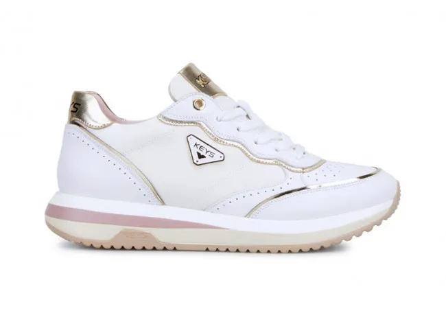 KEYS SCARPE IN PELLE DONNA ESTATE K9232 8449  SNEAKERS WHITE - METAL GOLD