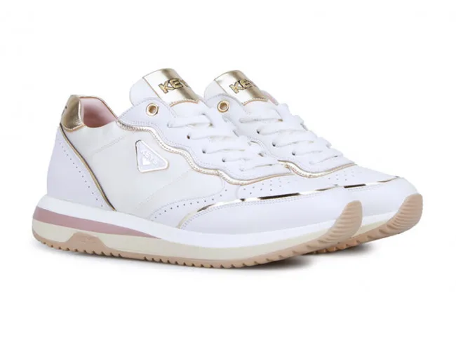 KEYS SCARPE IN PELLE DONNA ESTATE K9232 8449  SNEAKERS WHITE - METAL GOLD