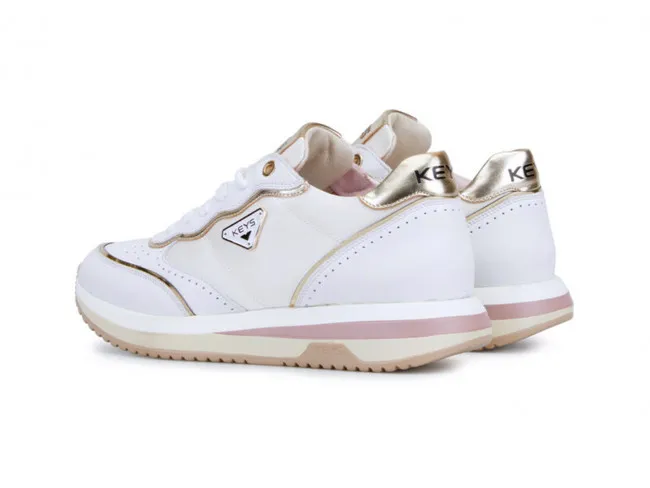 KEYS SCARPE IN PELLE DONNA ESTATE K9232 8449  SNEAKERS WHITE - METAL GOLD