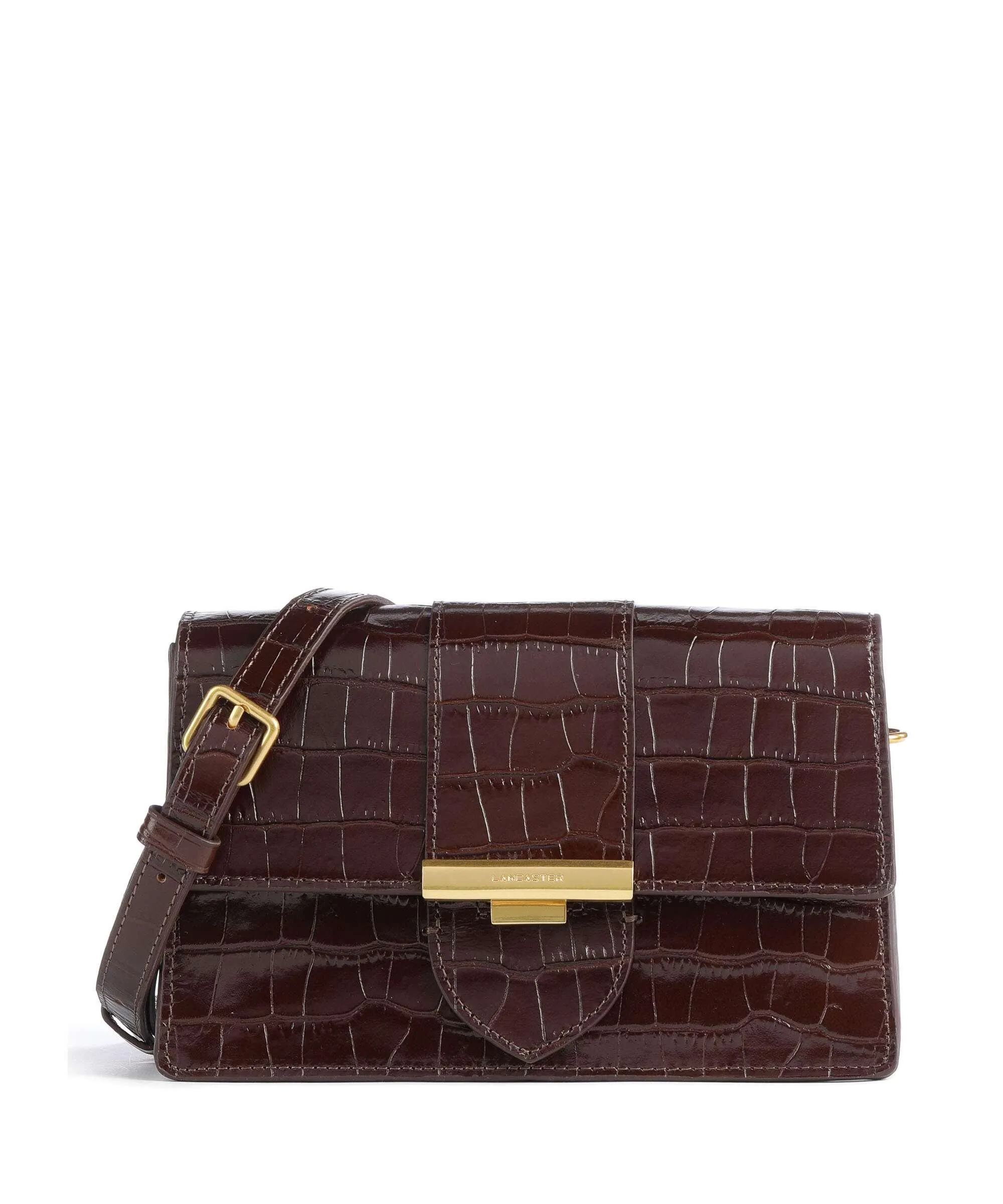  Lancaster Exotic Ily Borsa a tracolla pelle di vacchetta goffrata marrone scuro  