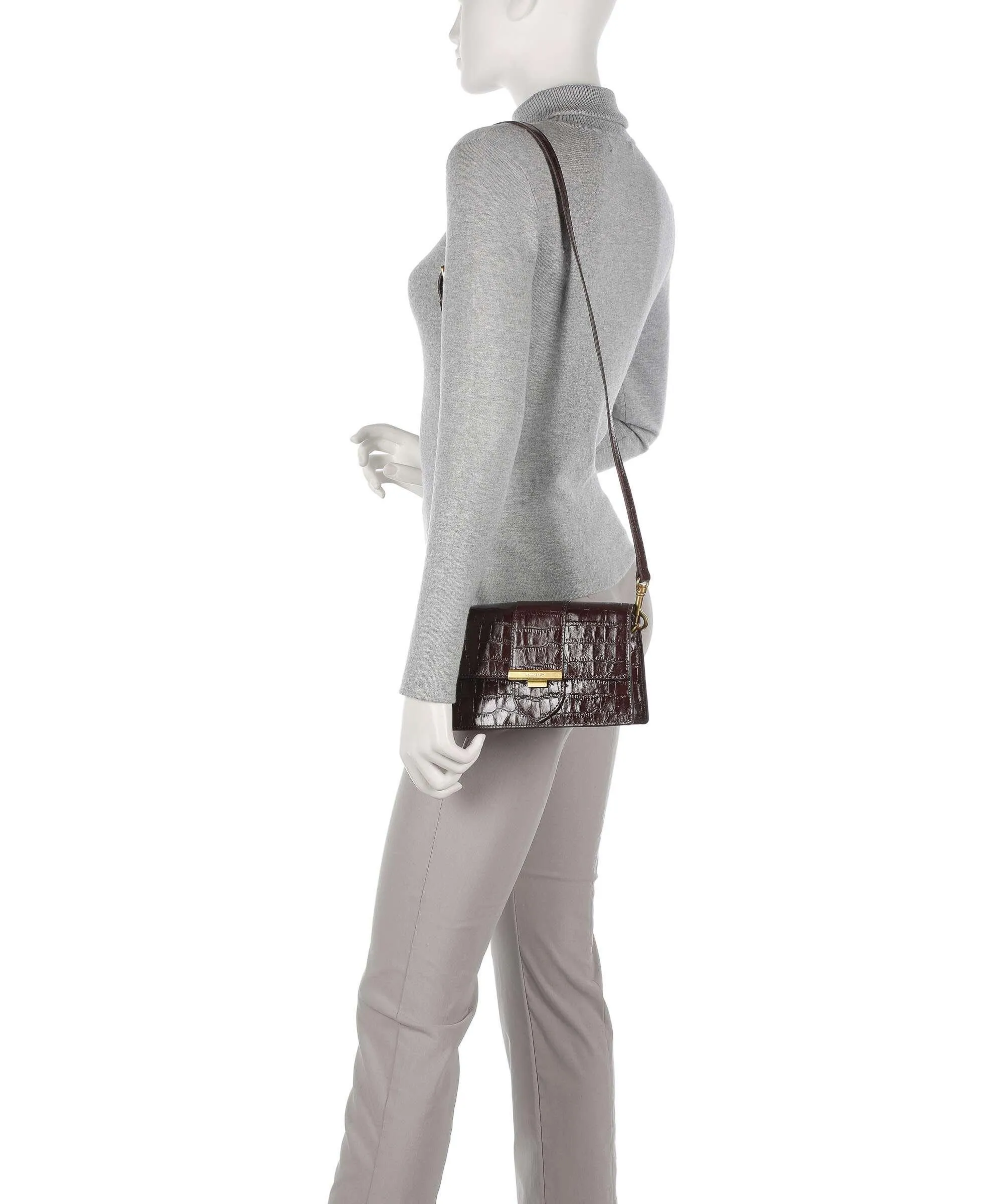  Lancaster Exotic Ily Borsa a tracolla pelle di vacchetta goffrata marrone scuro  