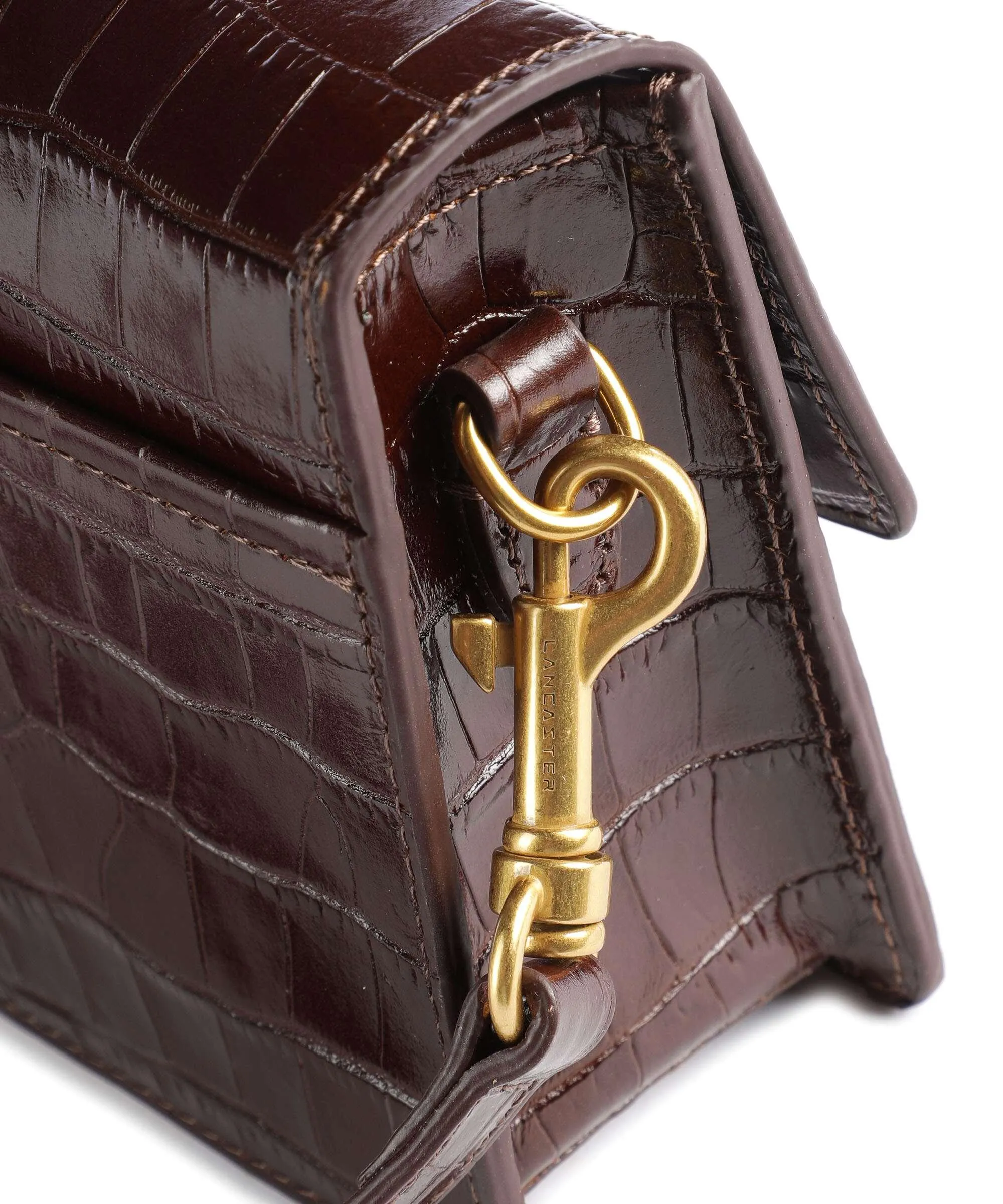  Lancaster Exotic Ily Borsa a tracolla pelle di vacchetta goffrata marrone scuro  