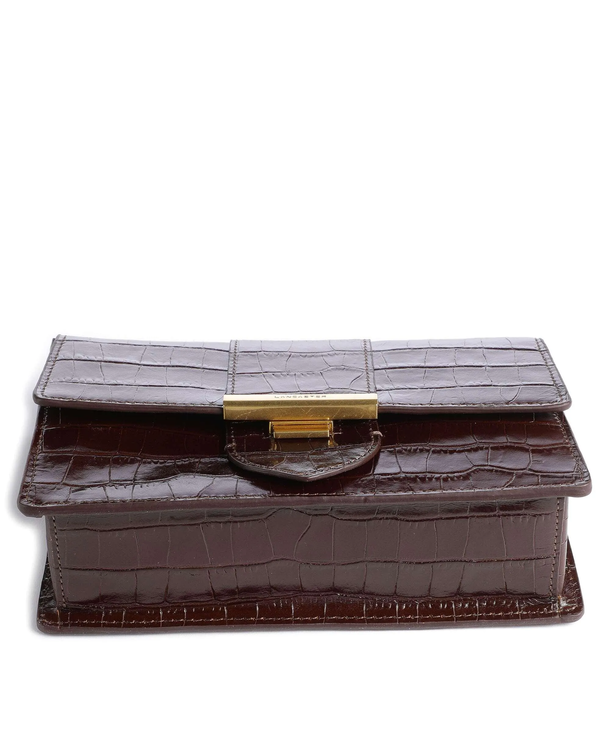  Lancaster Exotic Ily Borsa a tracolla pelle di vacchetta goffrata marrone scuro  