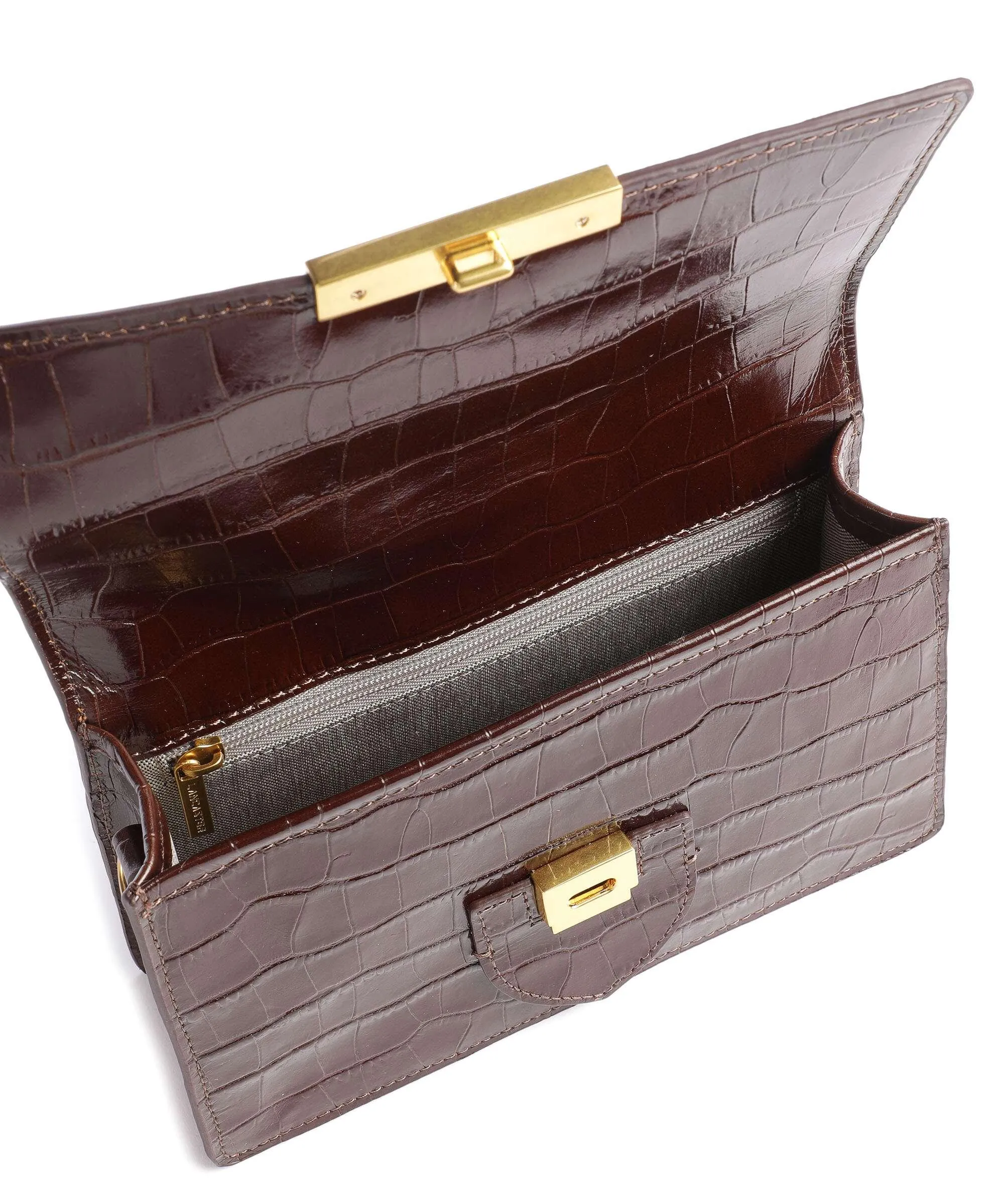  Lancaster Exotic Ily Borsa a tracolla pelle di vacchetta goffrata marrone scuro  