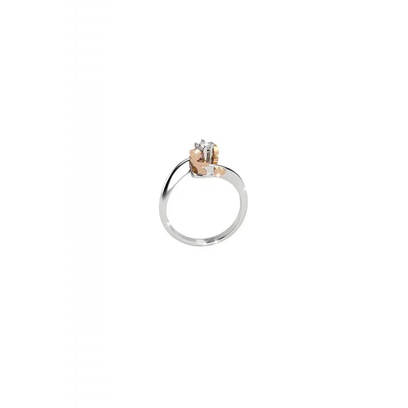 Le Bebè anello solitario bimbo e bimba lbb226-14 in oro 750 bianco e rosa con diamanti