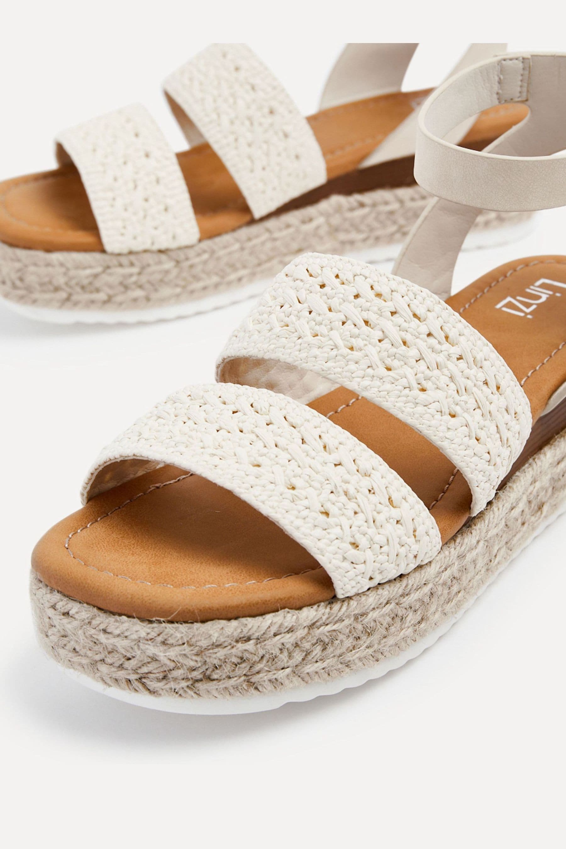 Linzi - Daria - Zeppe con zeppa e zeppa con zeppa e due cinturini stile espadrillas