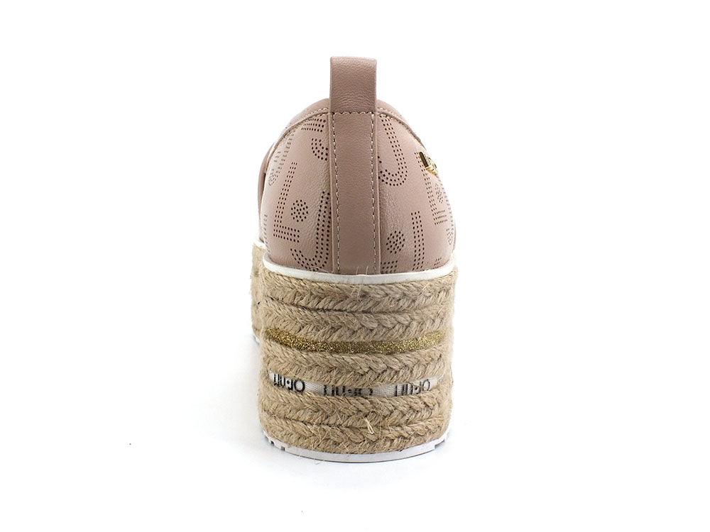 LIU JO Winona 03 Espadrillas Flat Form Loghi Antique Rose Beige SA2115PX149
