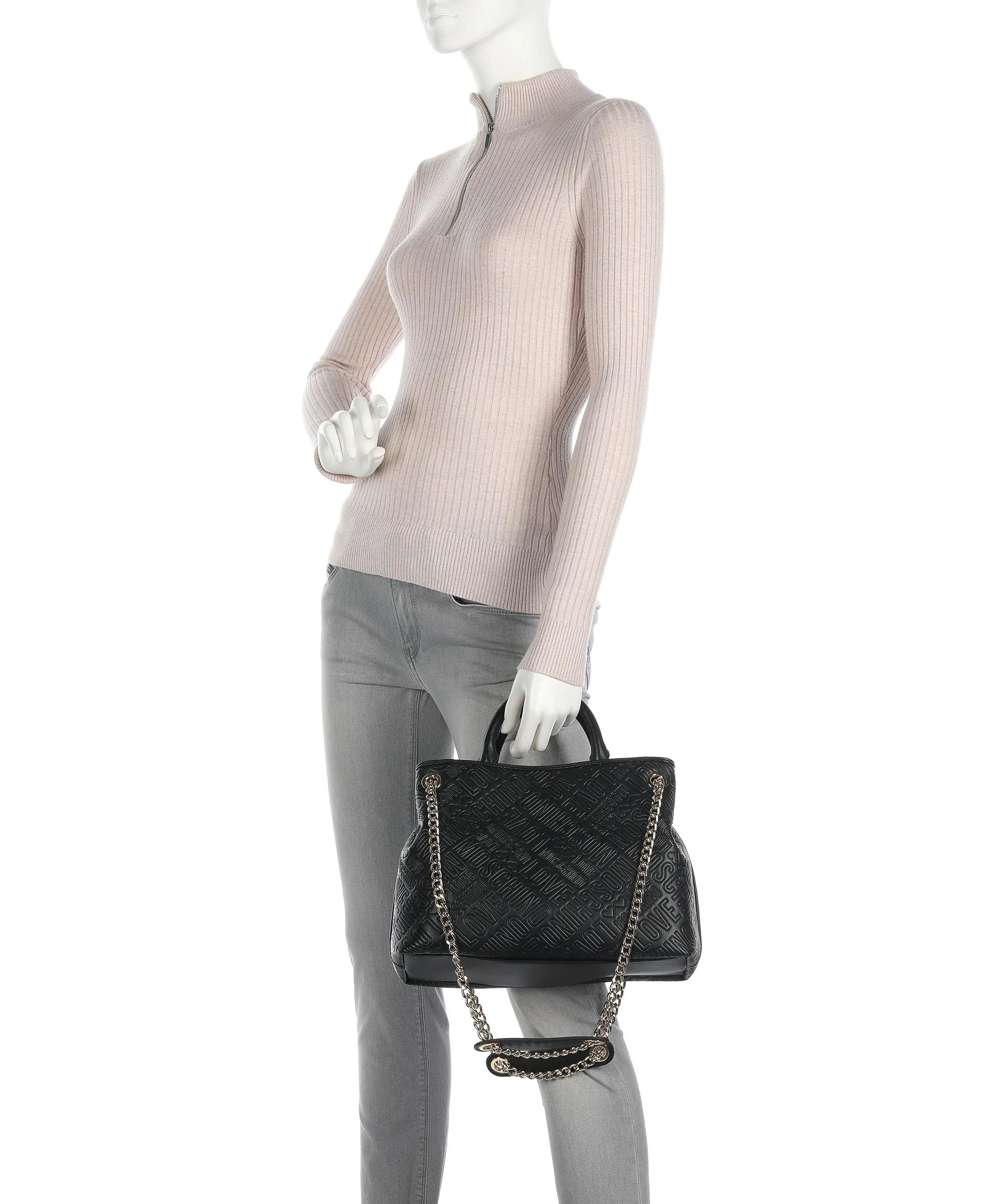 Love Moschino Embossment Borsa a mano pelle sintetica nero  